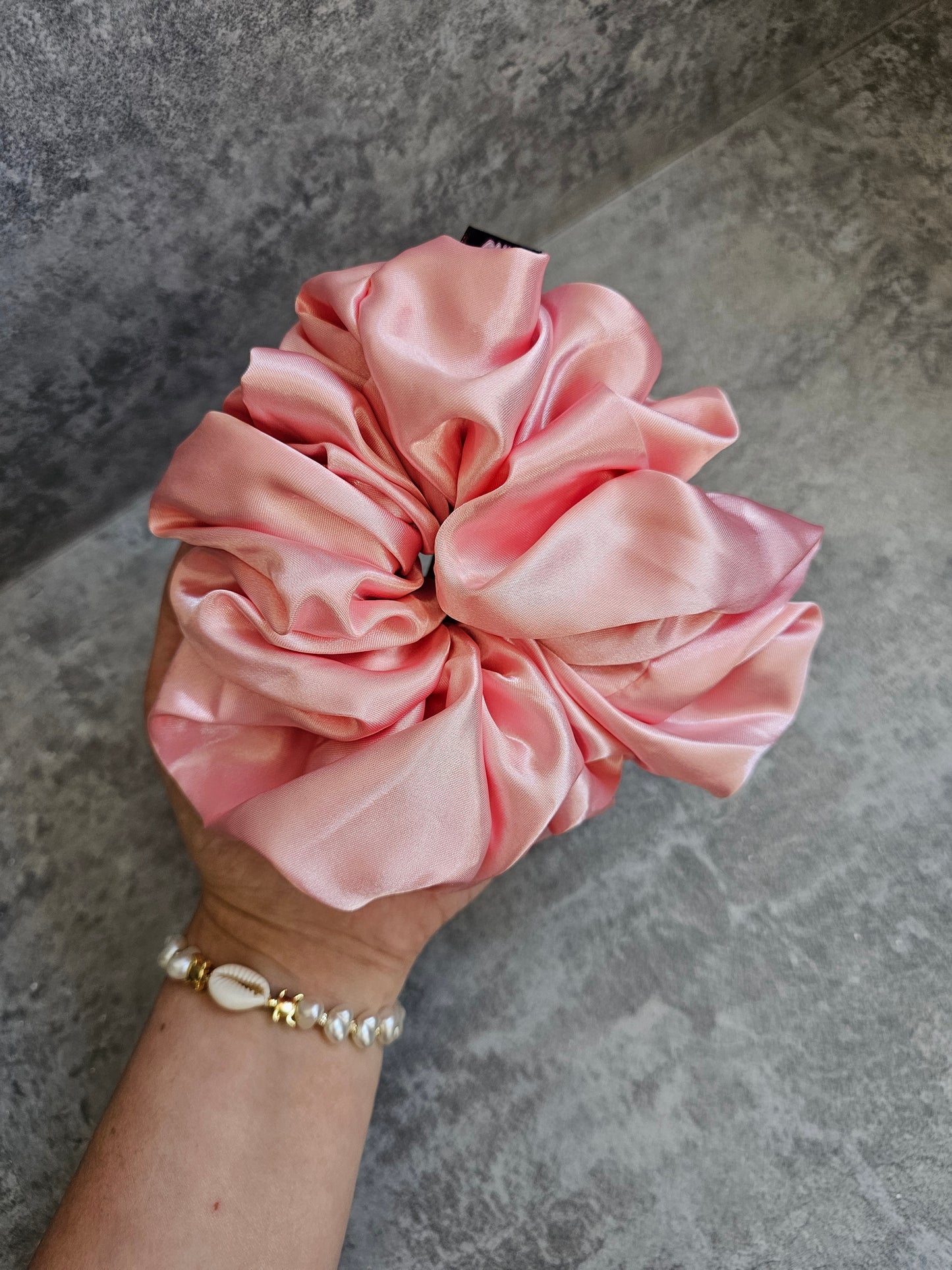 Baby Pink Solid XL Satin Hair Scrunchie