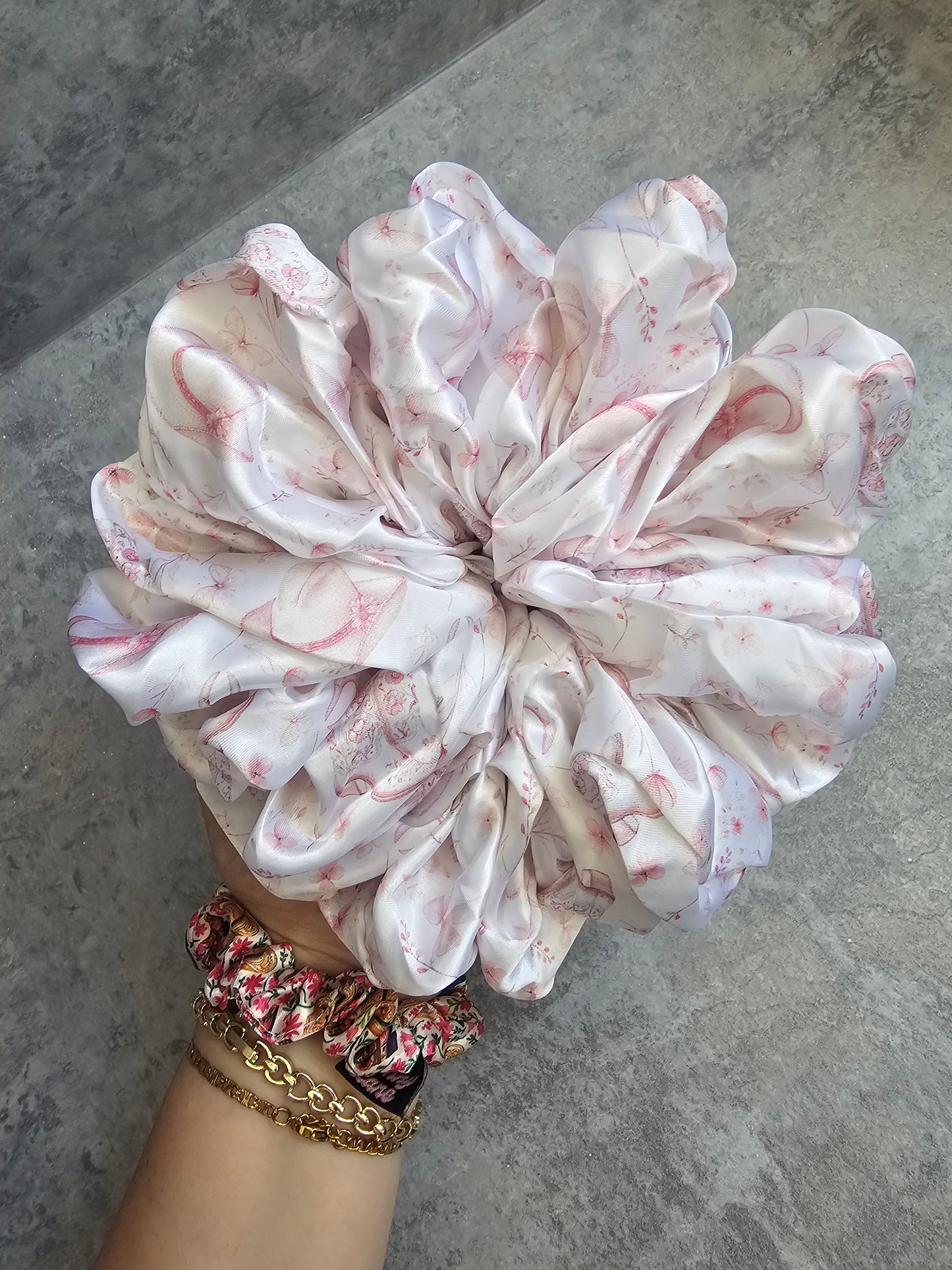 Dainty Pink Cowgirl JUMBO hair scrunchies.