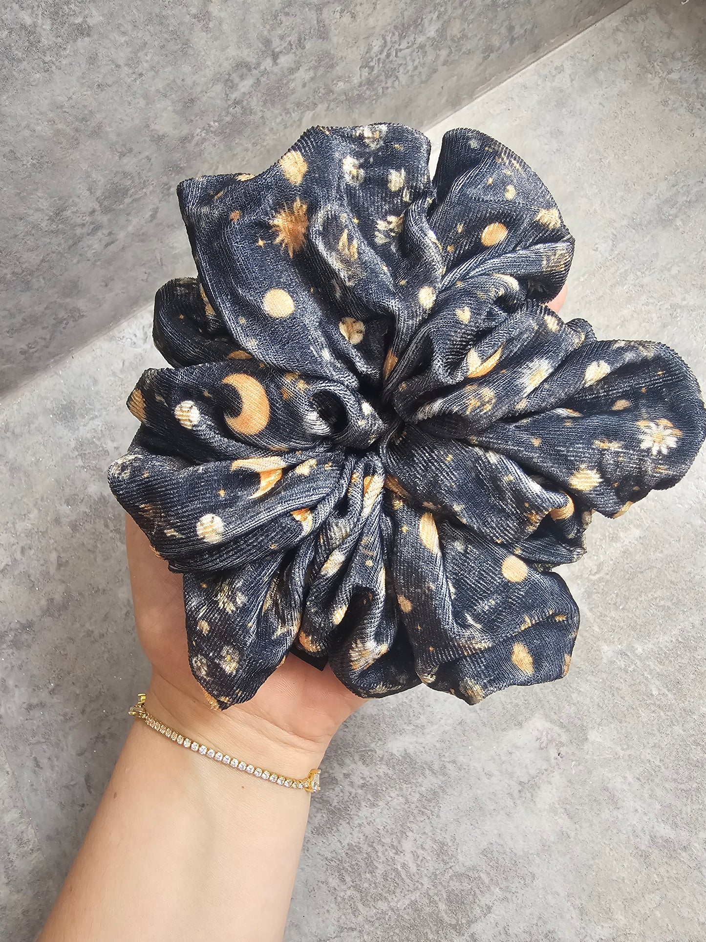 Midnight Bloom Velvet XL Hair Scrunchie.