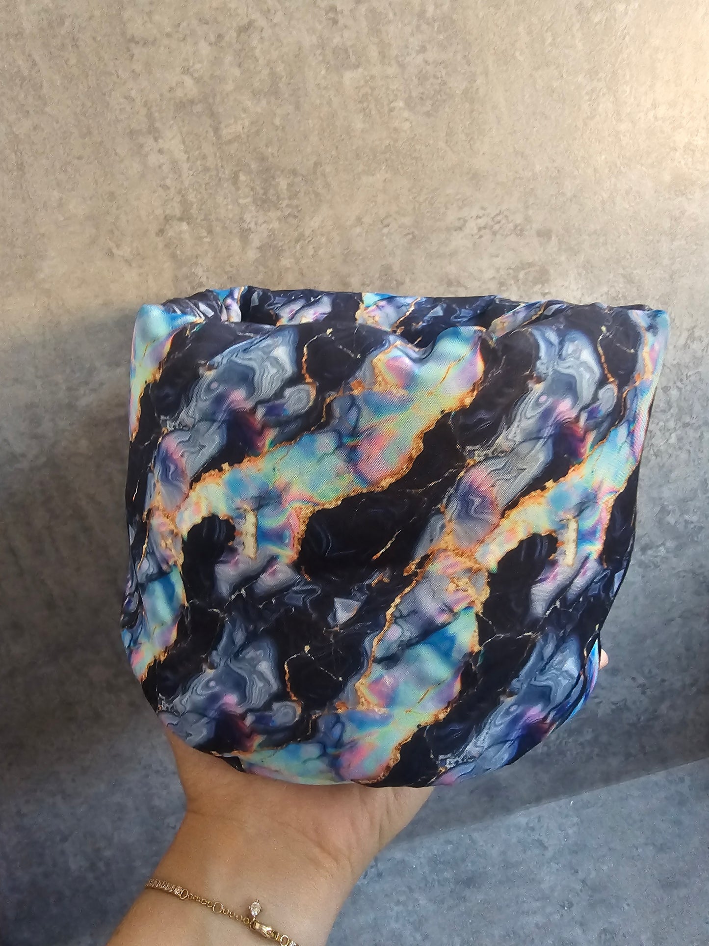 Black Marble Padded Fabric Organisers, beauty basket..