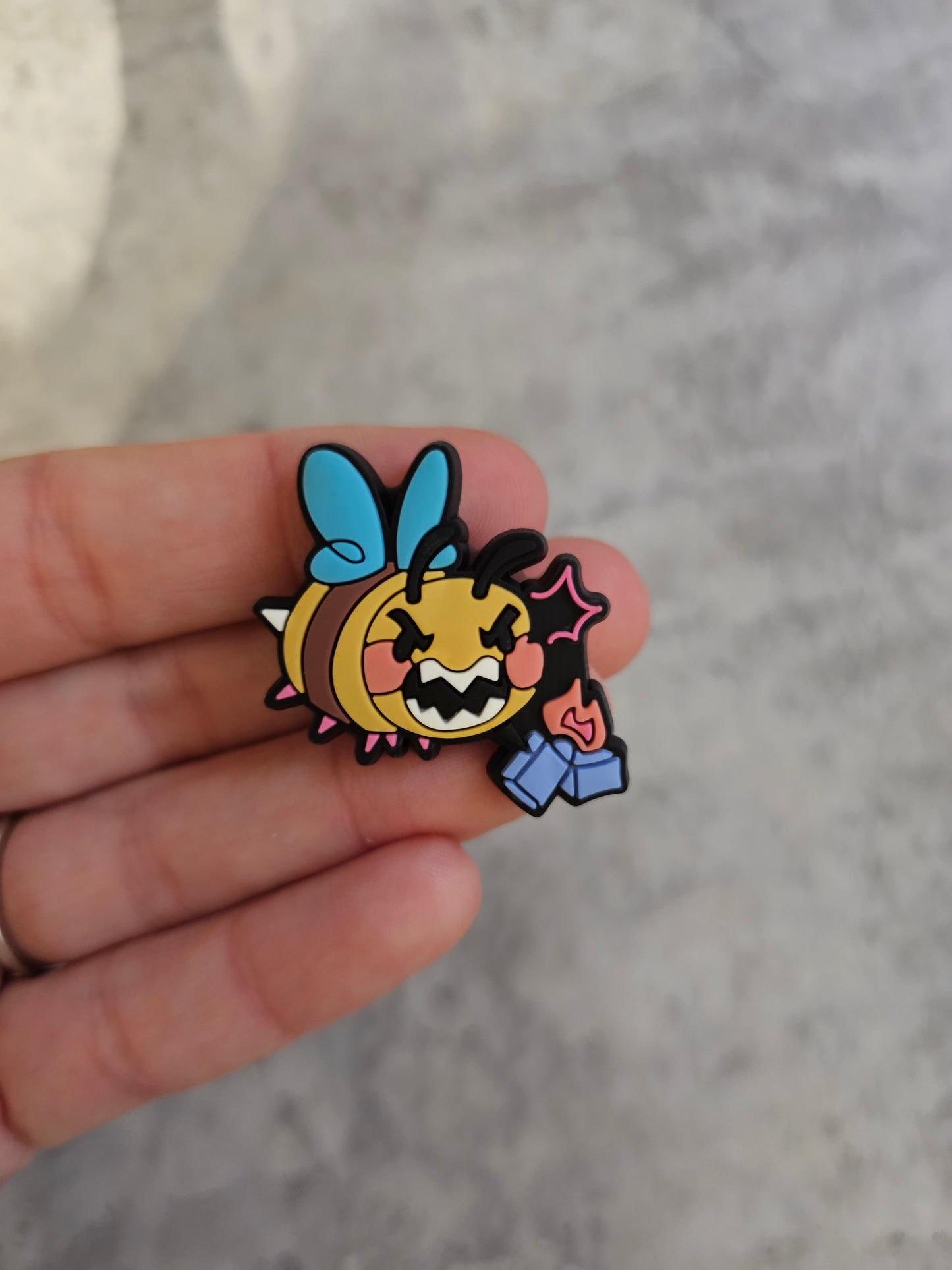 Crazy angry bee, shoe charm