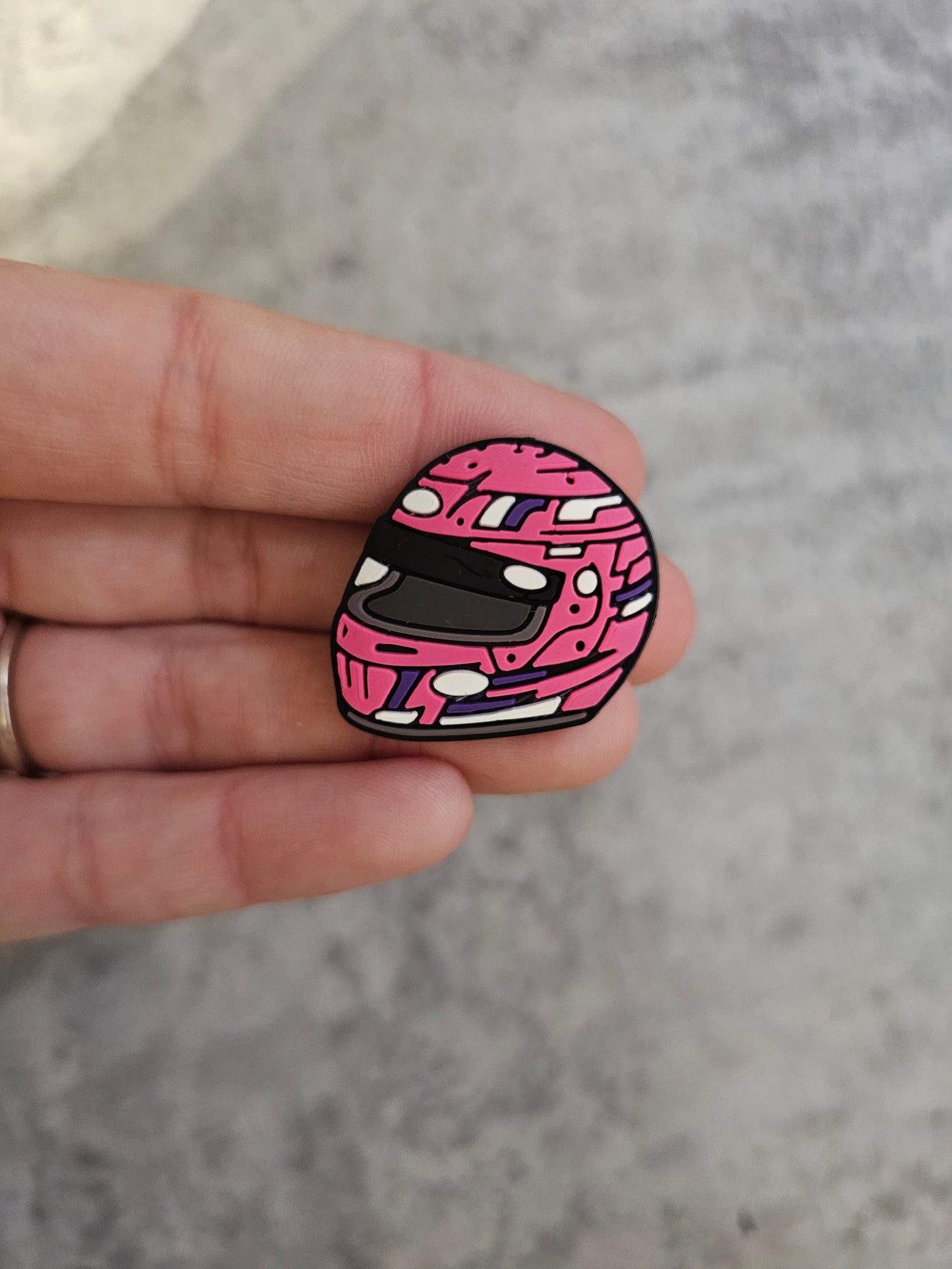 Pink helmet, shoe charm