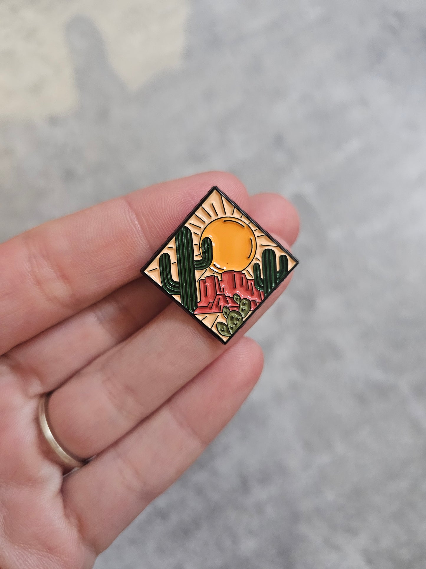 Western desert scene Pin Badge, Western, Cowgirl, Cowboy, western inspired gifts