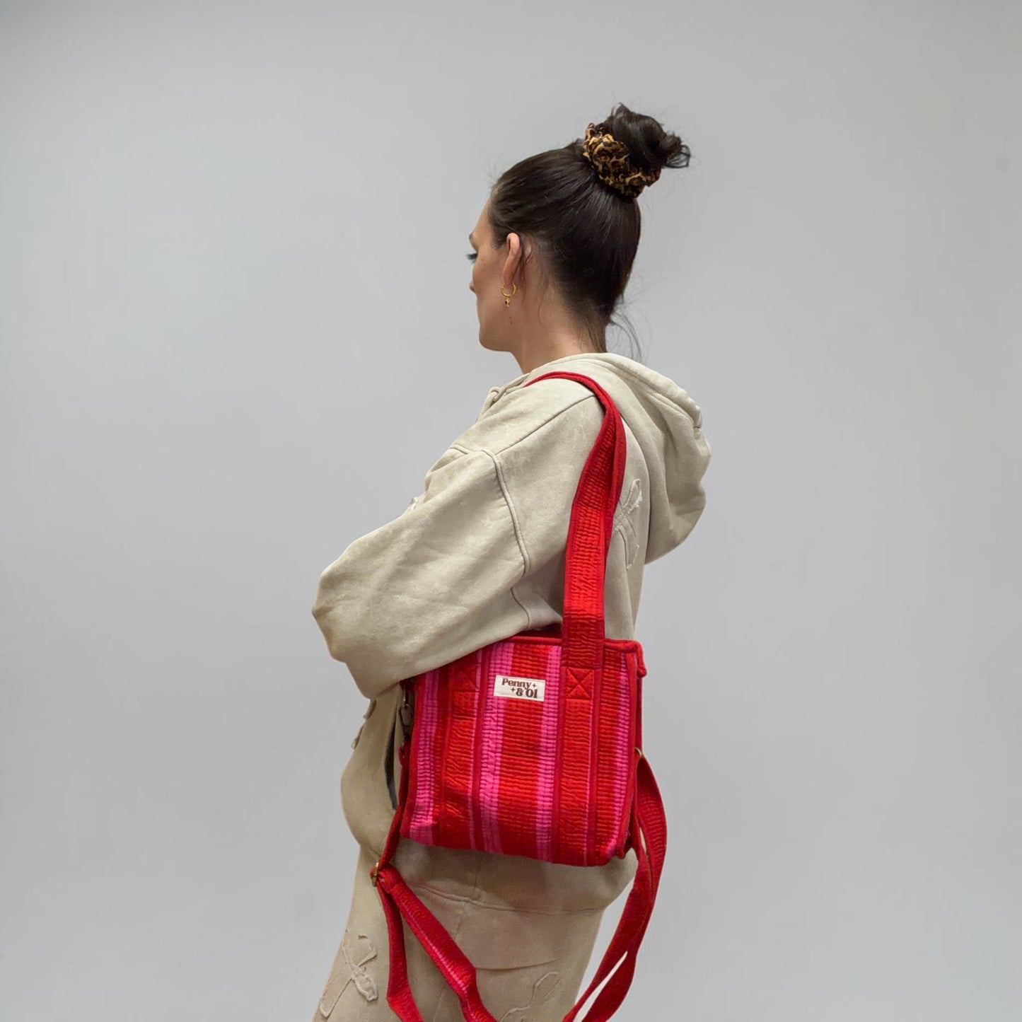 Pink & Red Stripe MINI Tote Bag - Penny & Ol