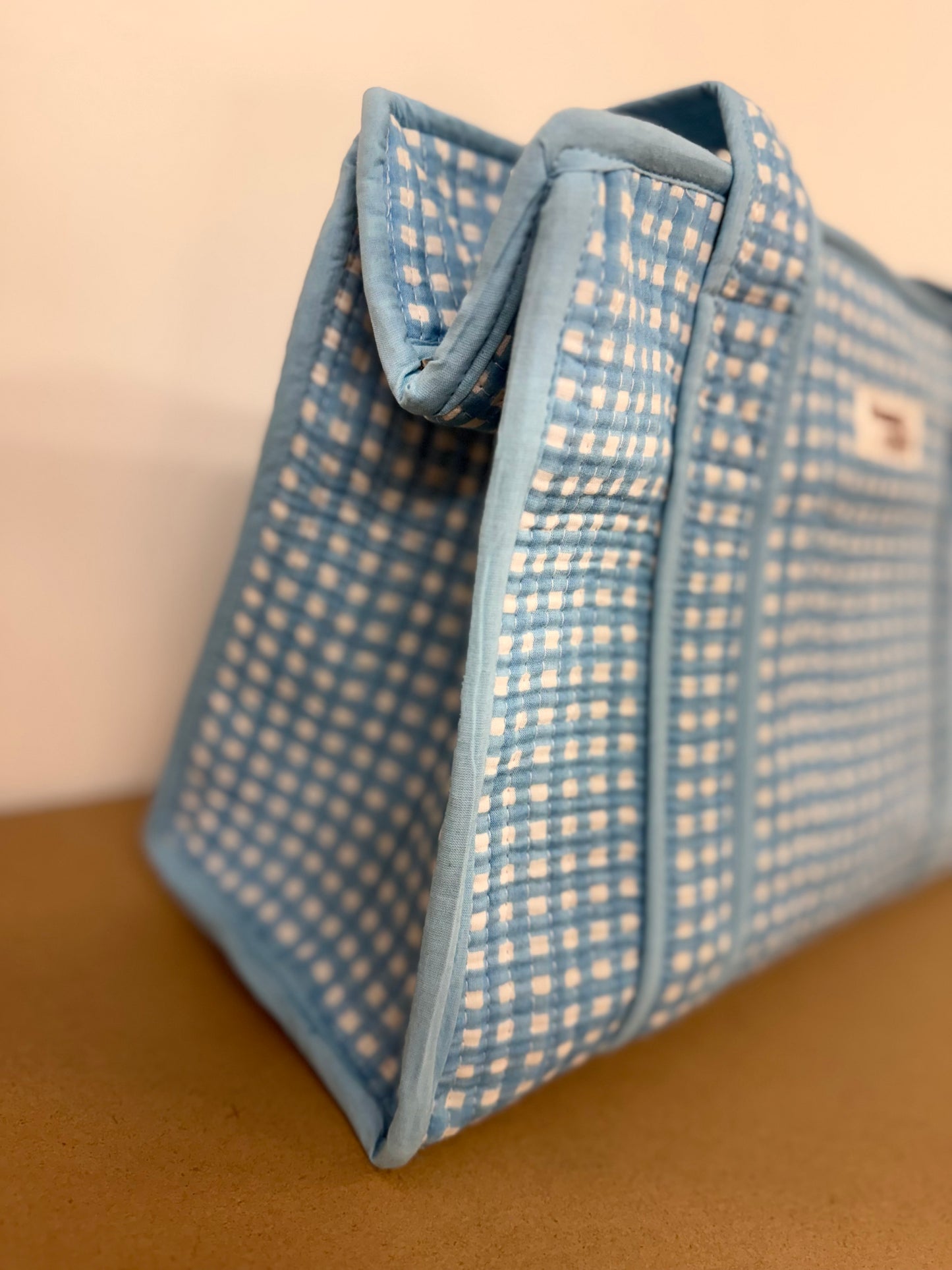Baby Blue Gingham Collection. Cotton, handmade tote bags
