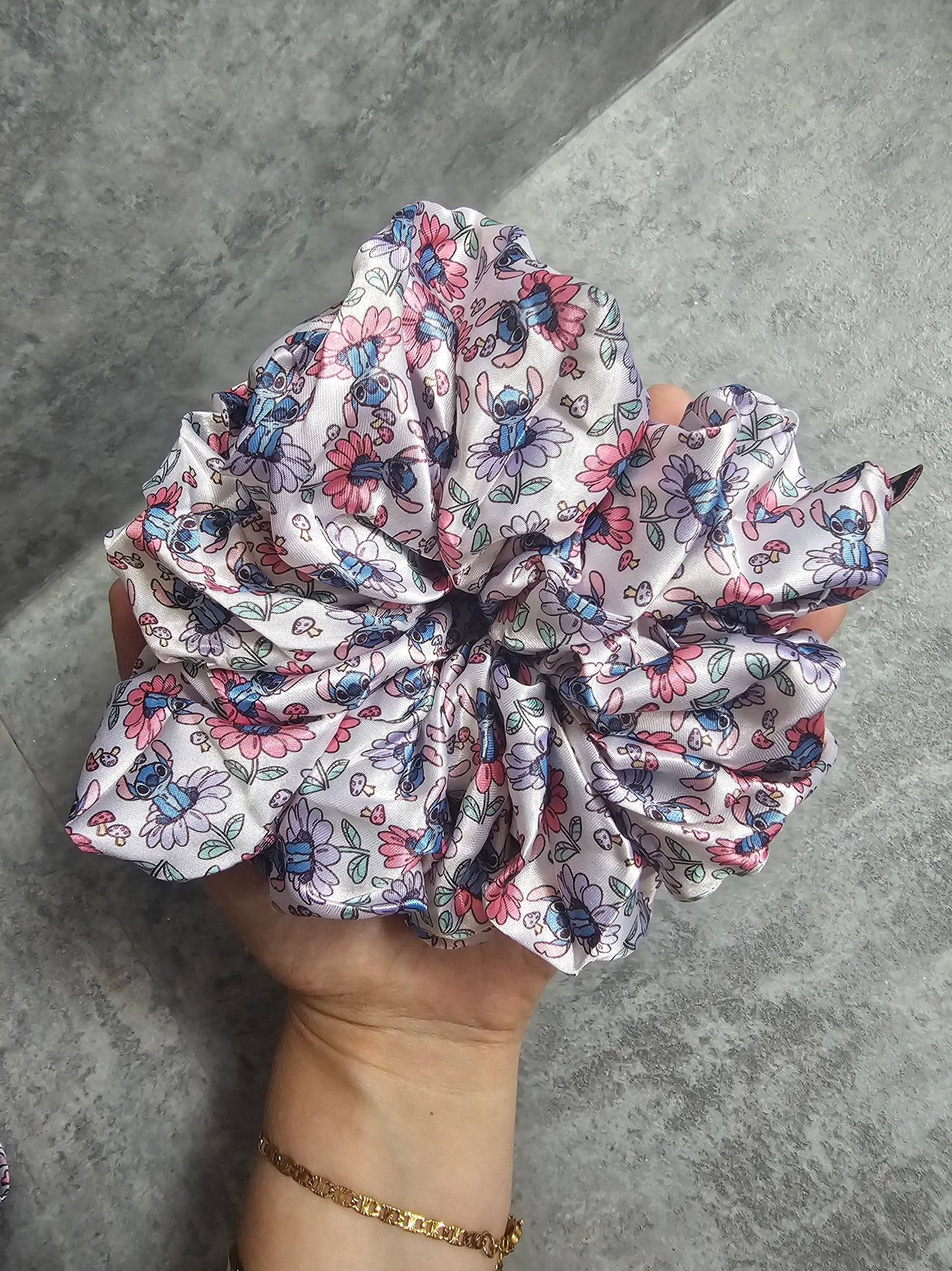 Blue alienz XL satin scrunchie