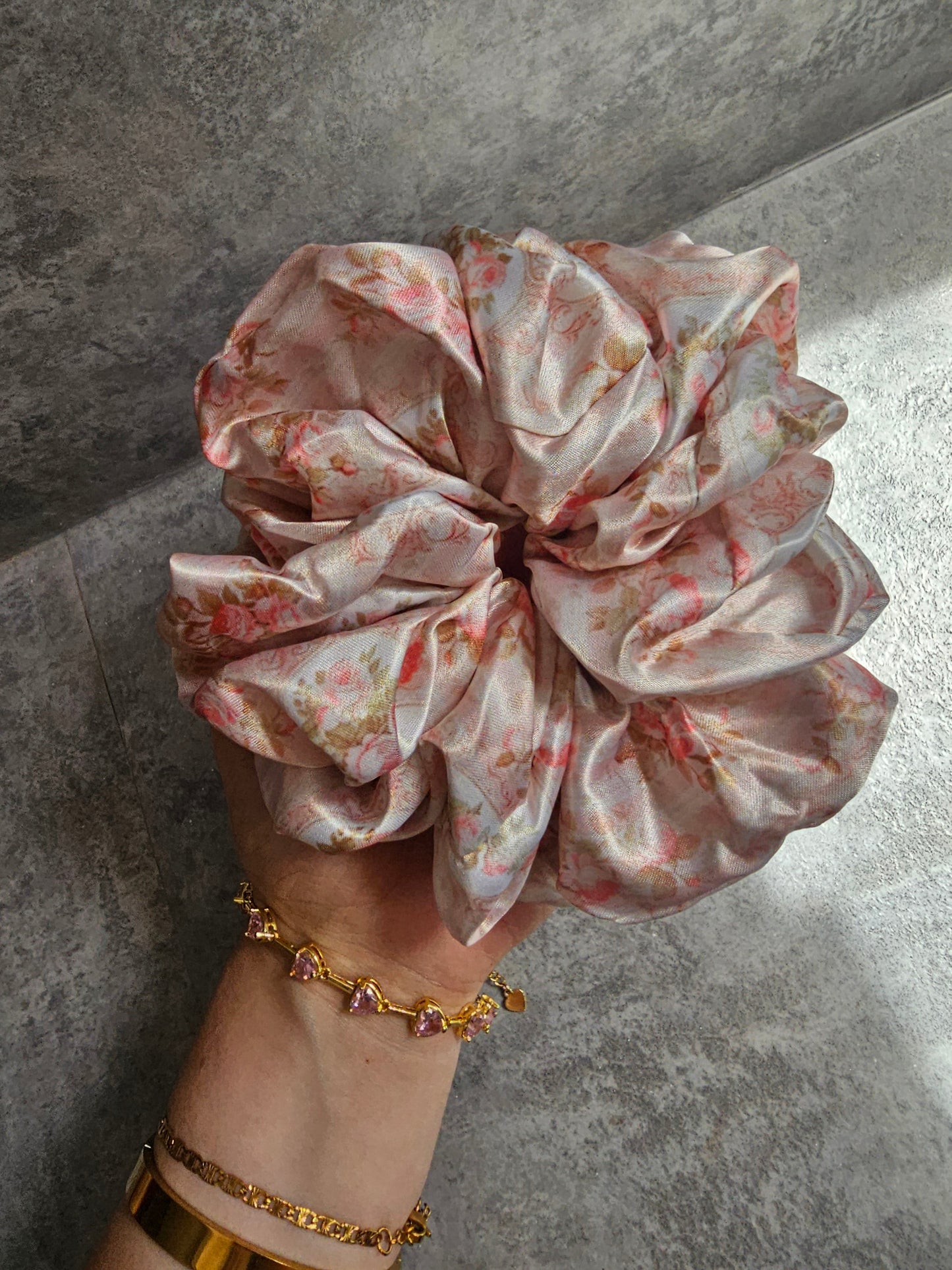 Vintage floral XL Hair Scrunchie.