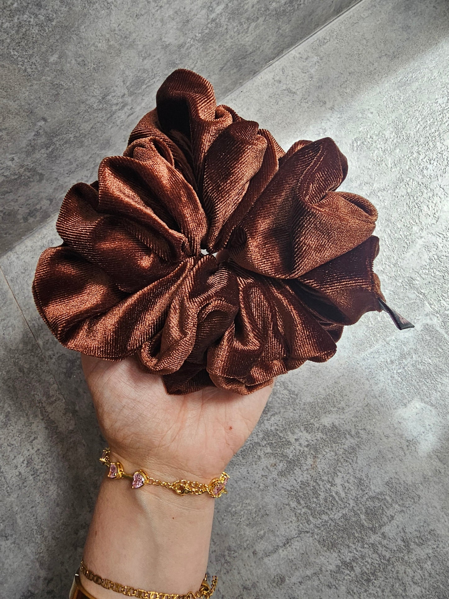 Chocolate Brown Velvet XL Hair Scrunchie.