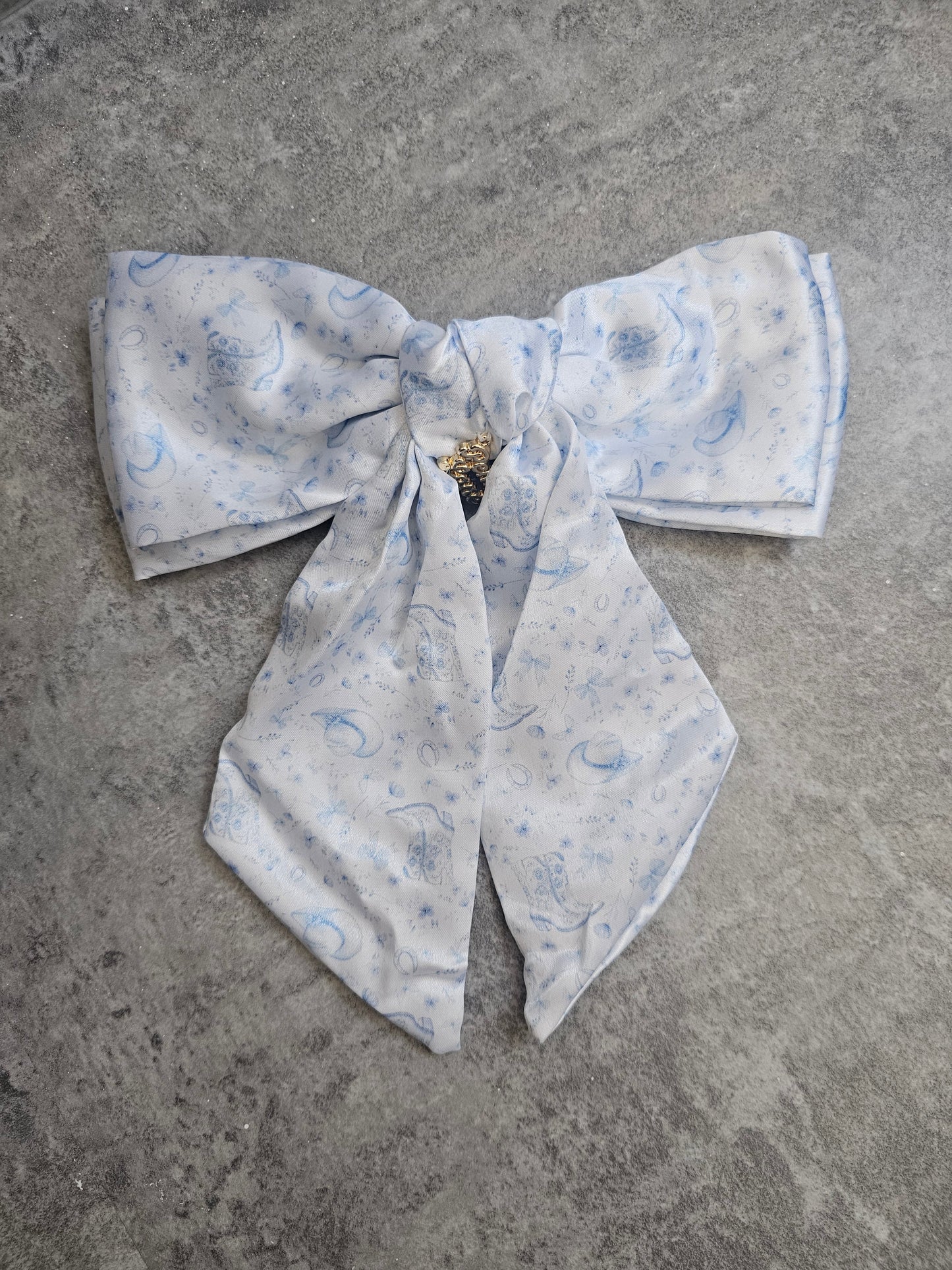 Dainty Blue Cowgirl Hair Bows, Penny Lane Scrunchies Custom Hair Bows