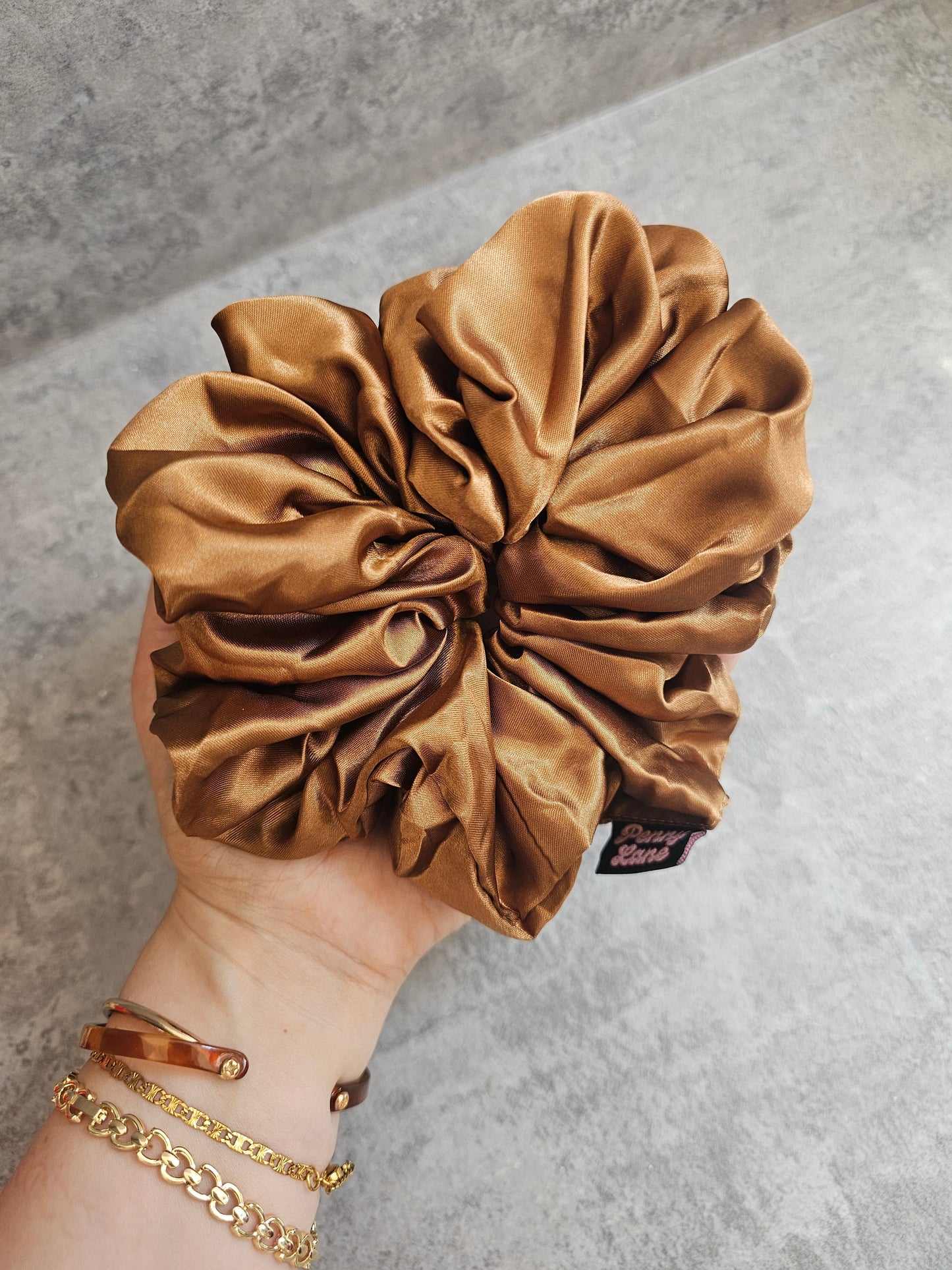 Brown Solid XL Satin Hair Scrunchie