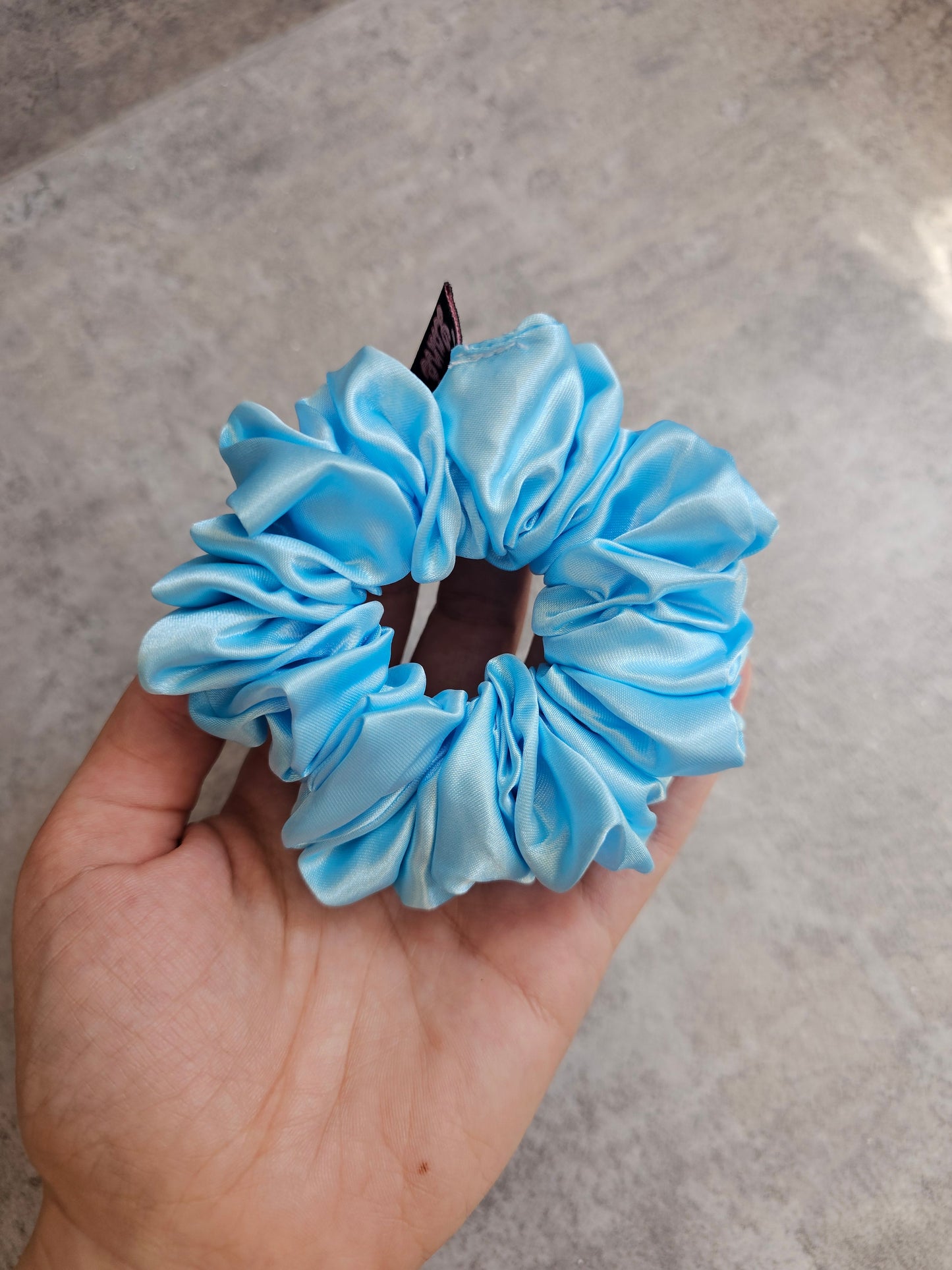 Baby Blue Solid Midi Satin Hair Scrunchie