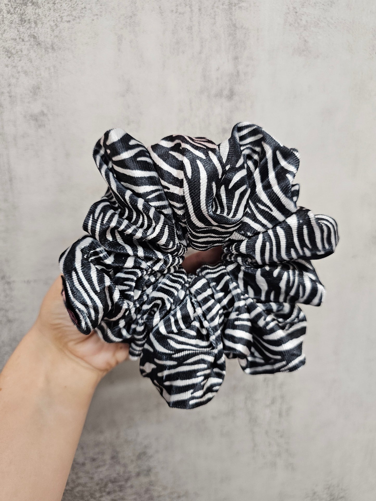 Zebra Print Velvet XL Hair Scrunchie.
