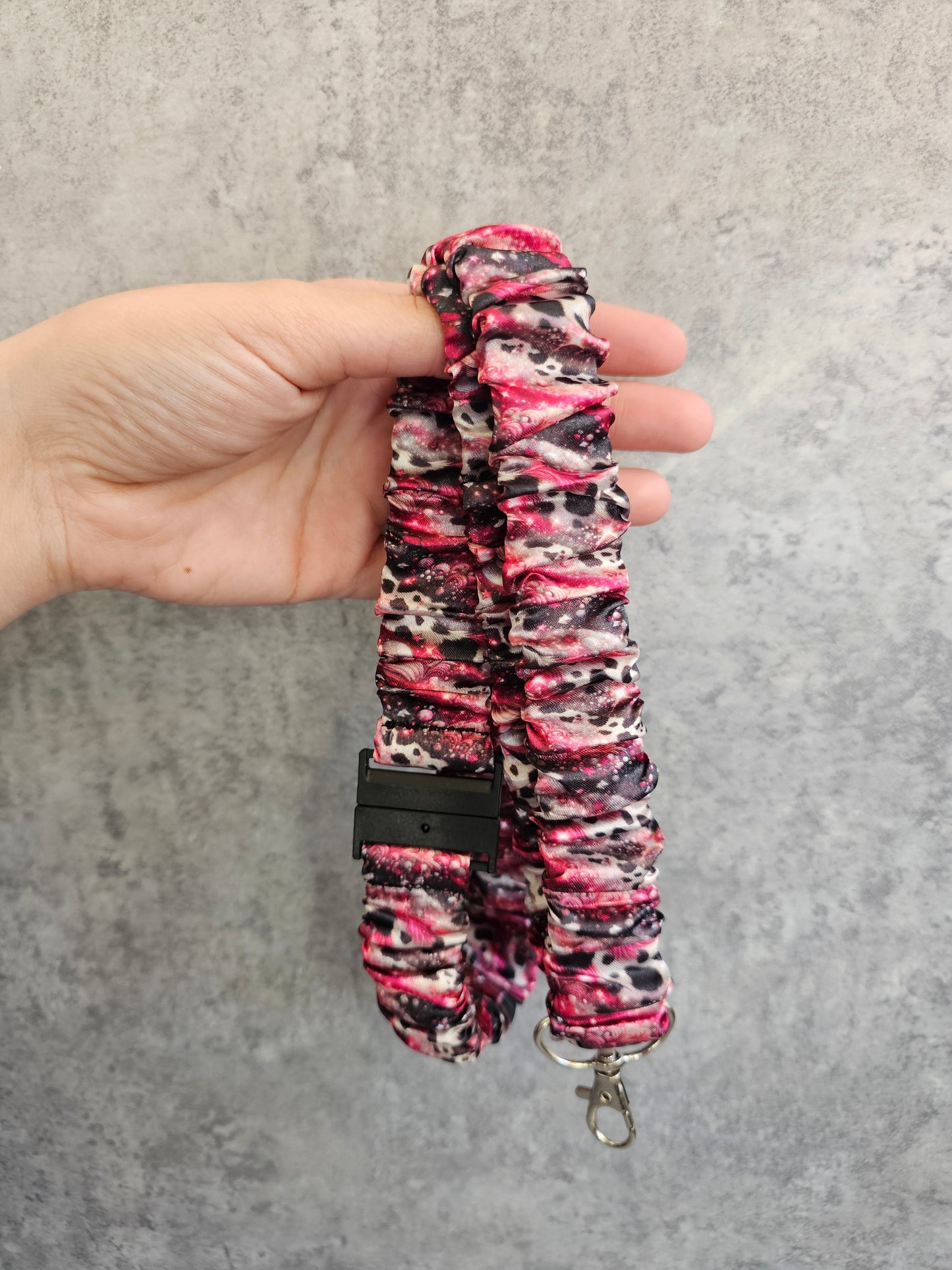 Pink Sparkle Cow Print Scrunchie Lanyard