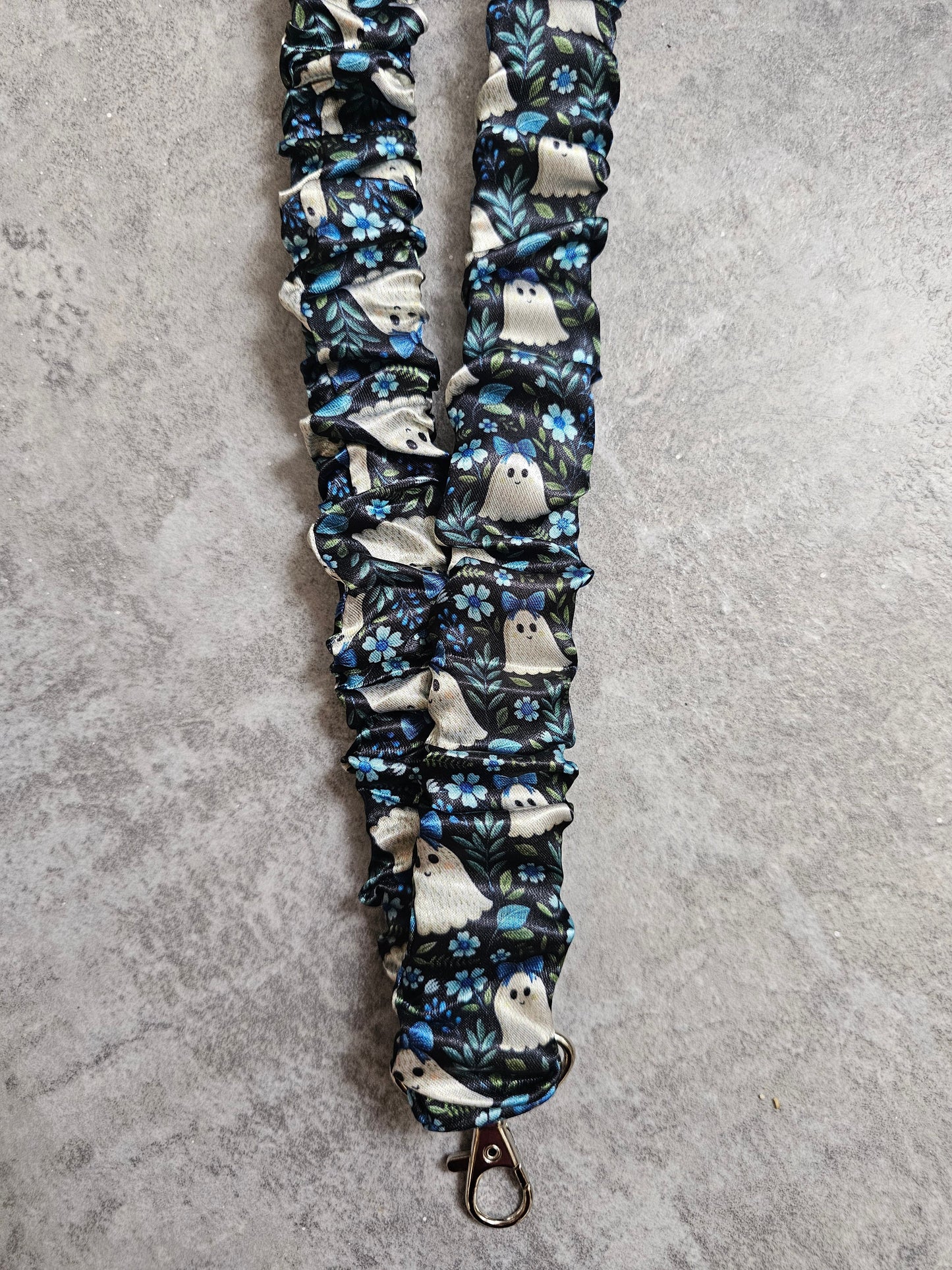 Blue Ghosty Scrunchie Lanyard