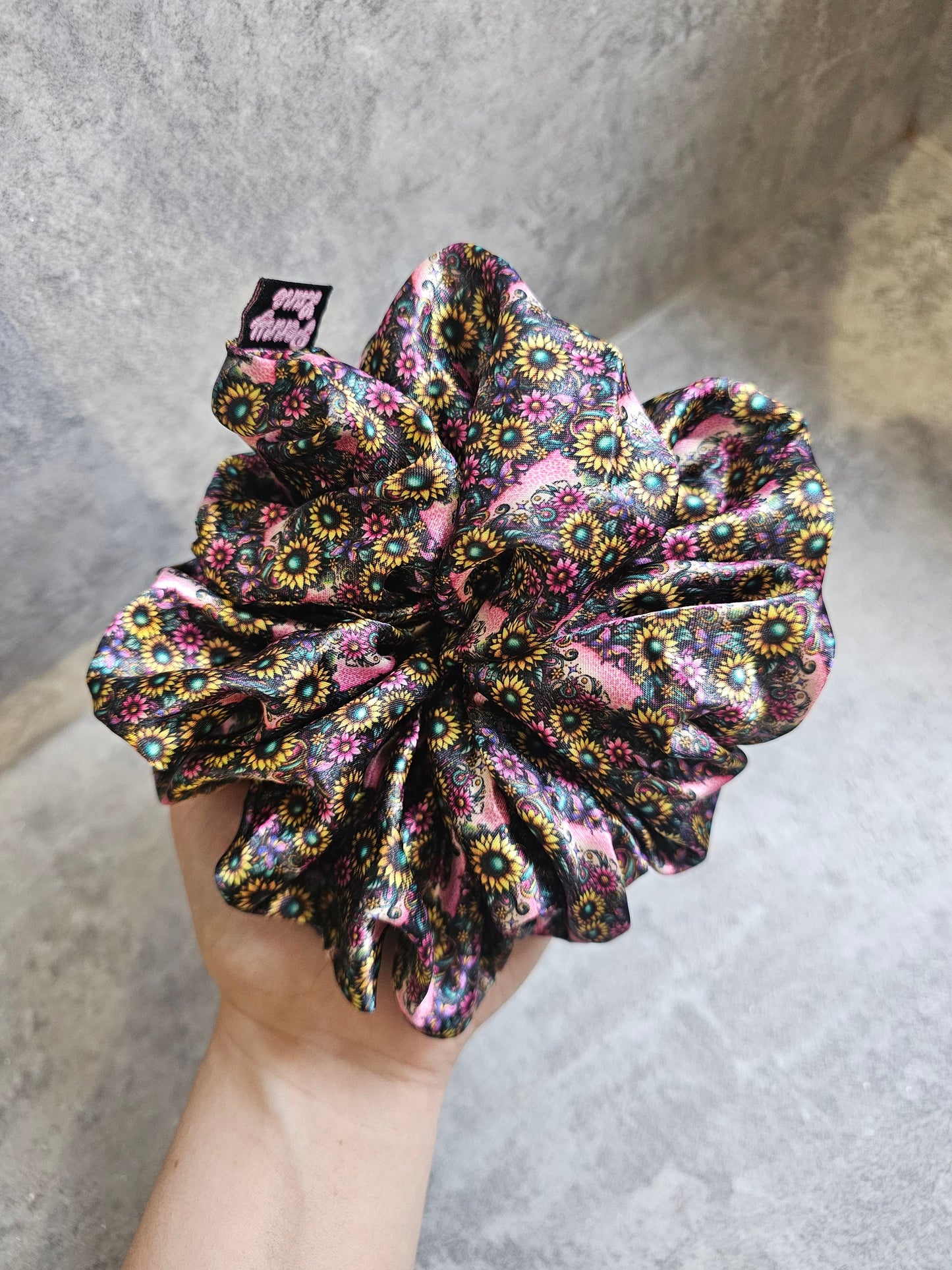 Sunflower meadows XL Satin Hair Scrunchie