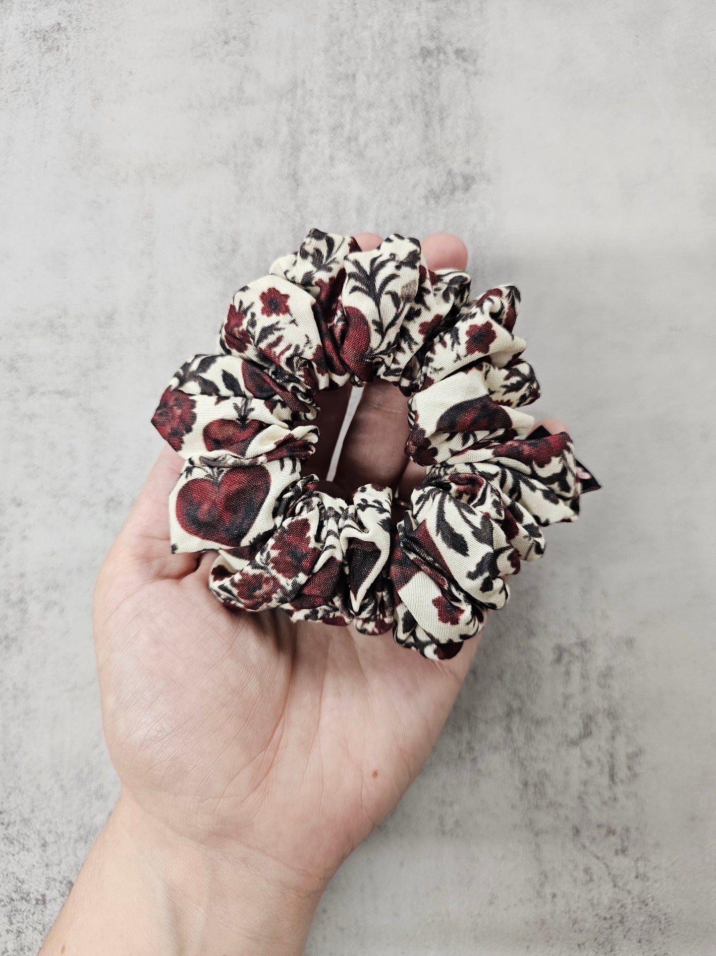 Heart on the vine, soft cotton blend Midi Hair Scrunchie.