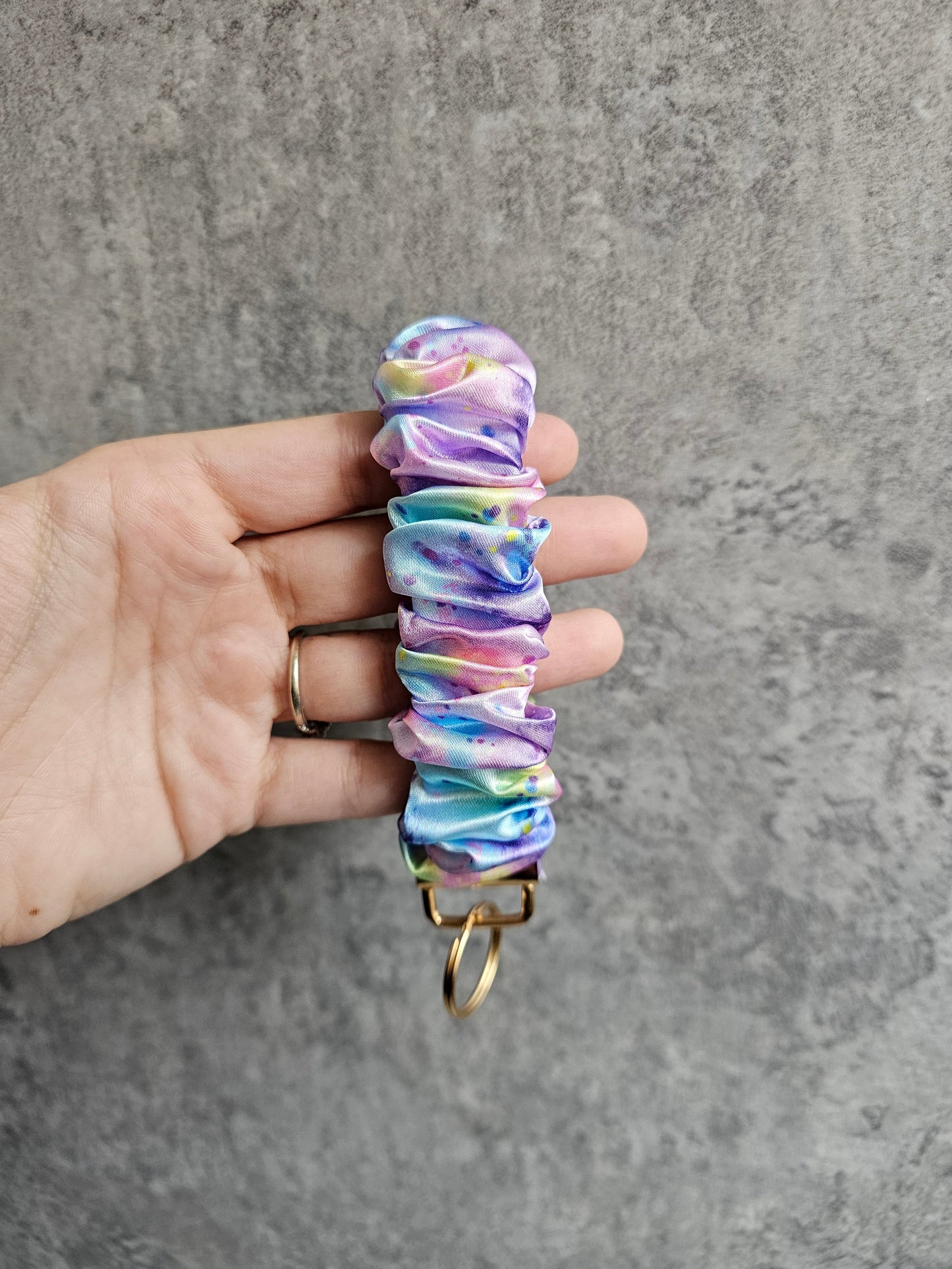 Pastel Watercolour Scrunchie Keyring