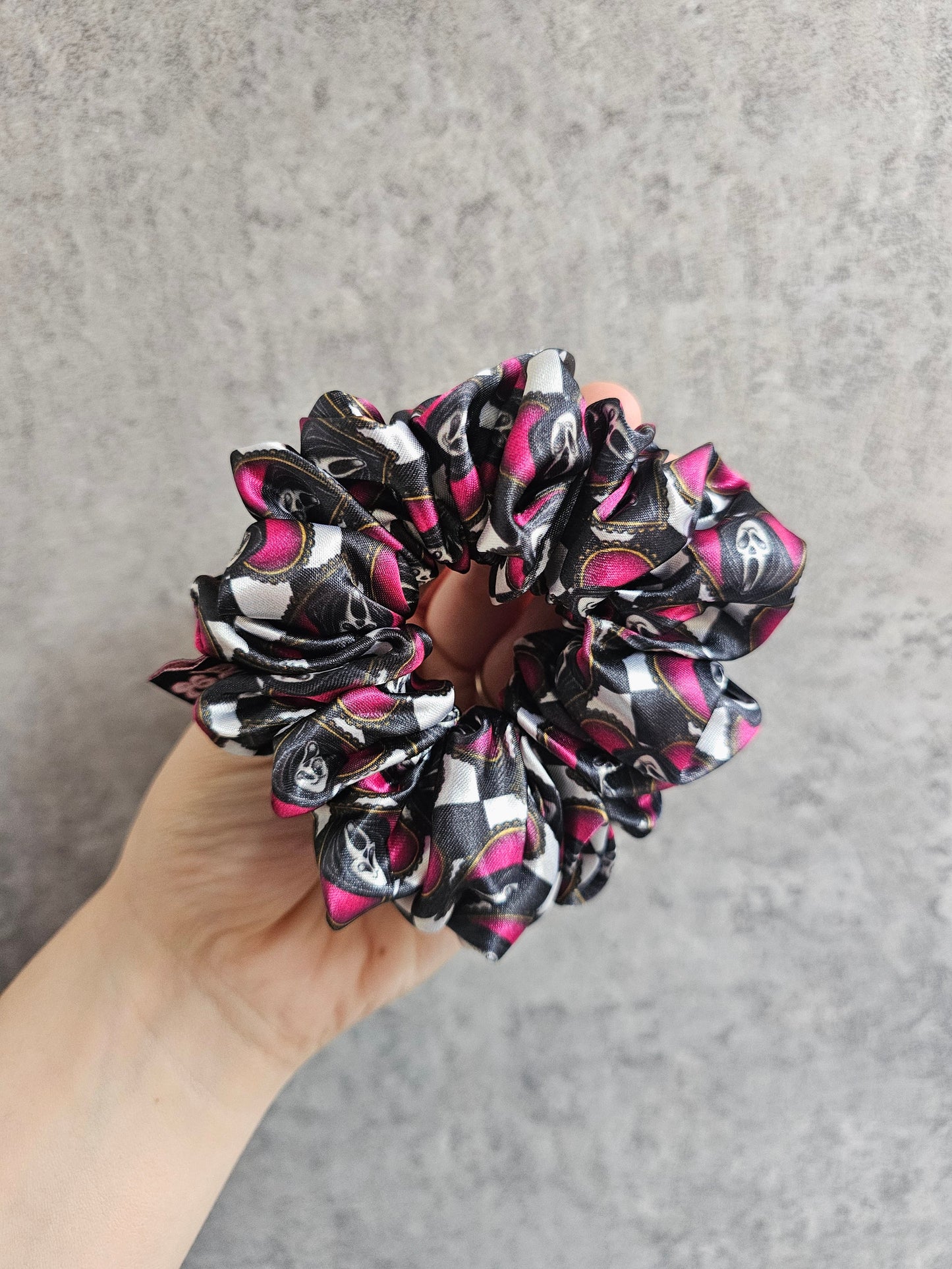 Ghosty Face Midi Satin Hair Scrunchie