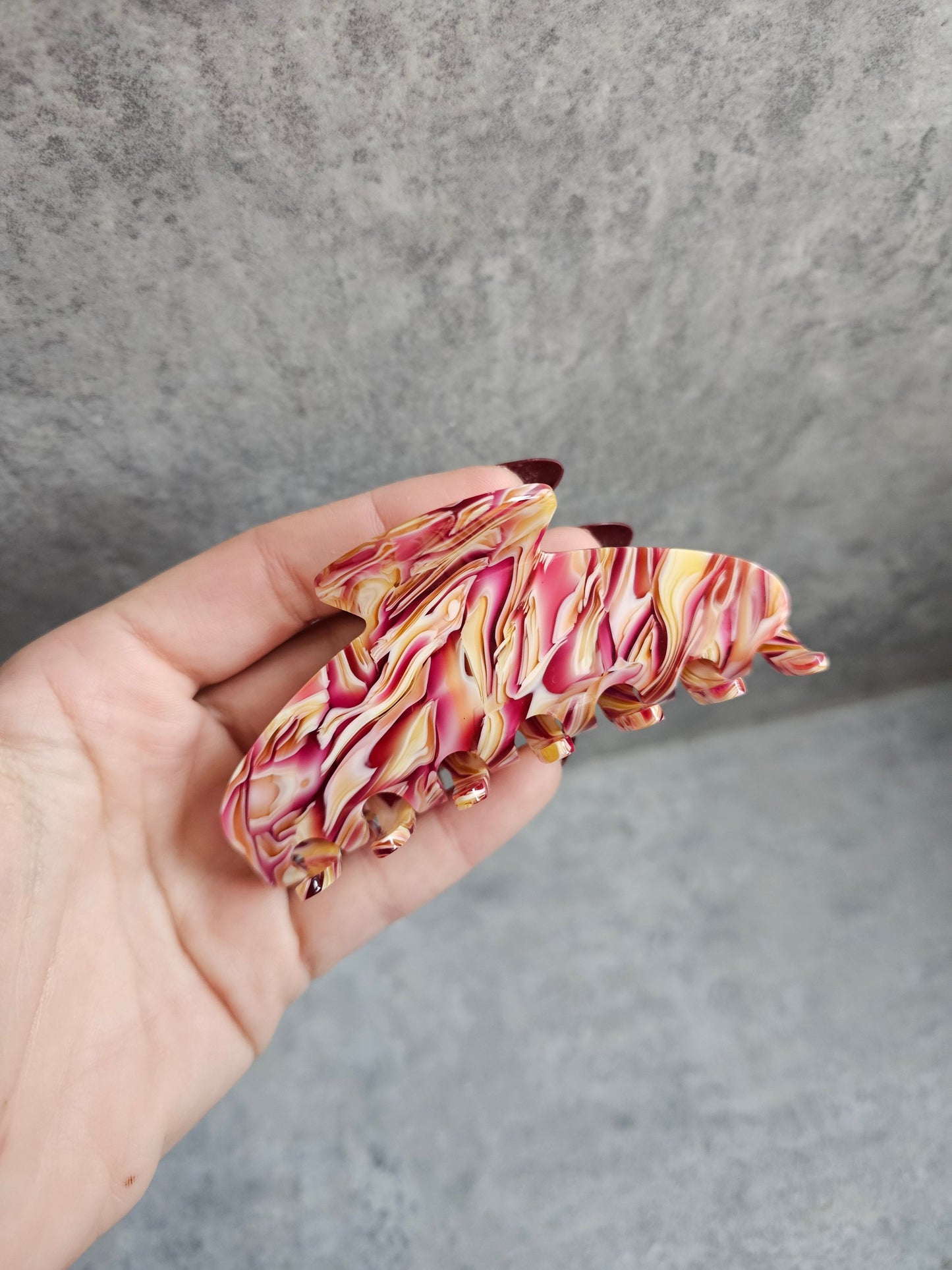 Pink Marble Claw Clip