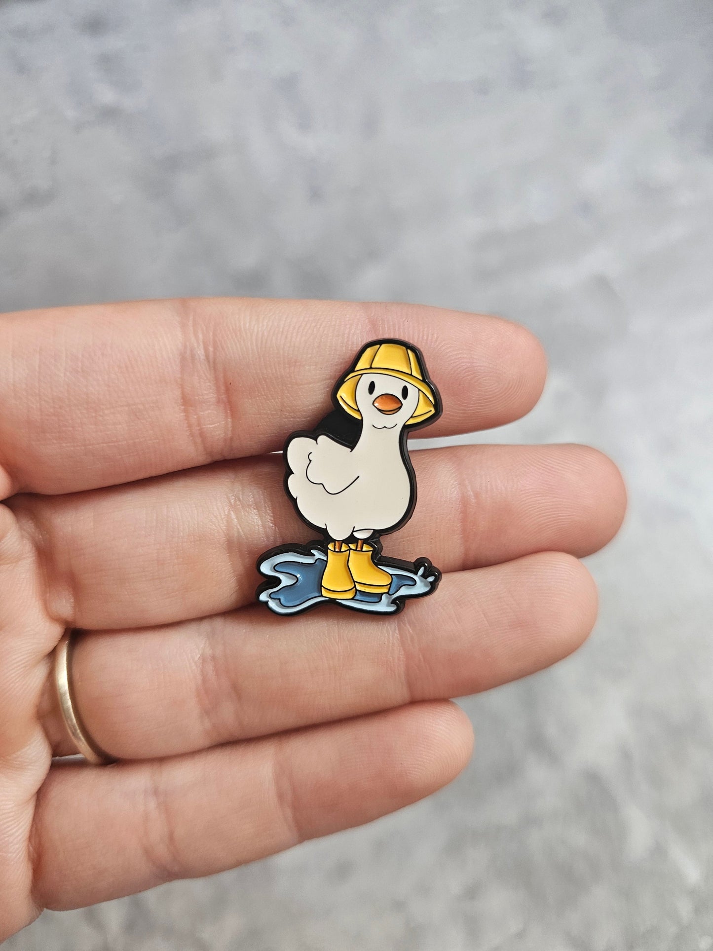 Duck in puddle Pin Badge