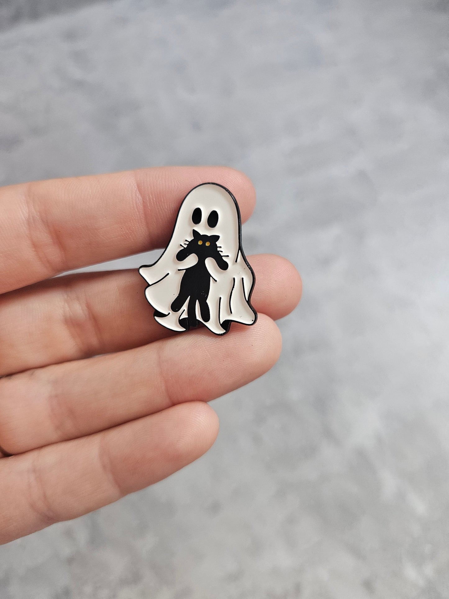 Ghost with black cat Pin Badge