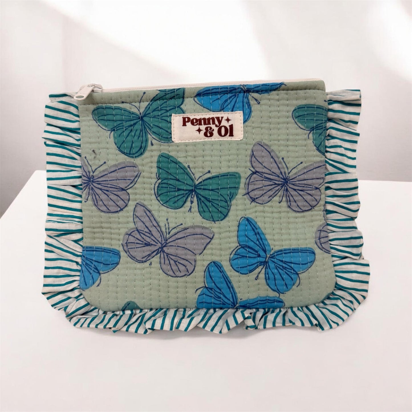 Butterfly Print Ruffle Pouch