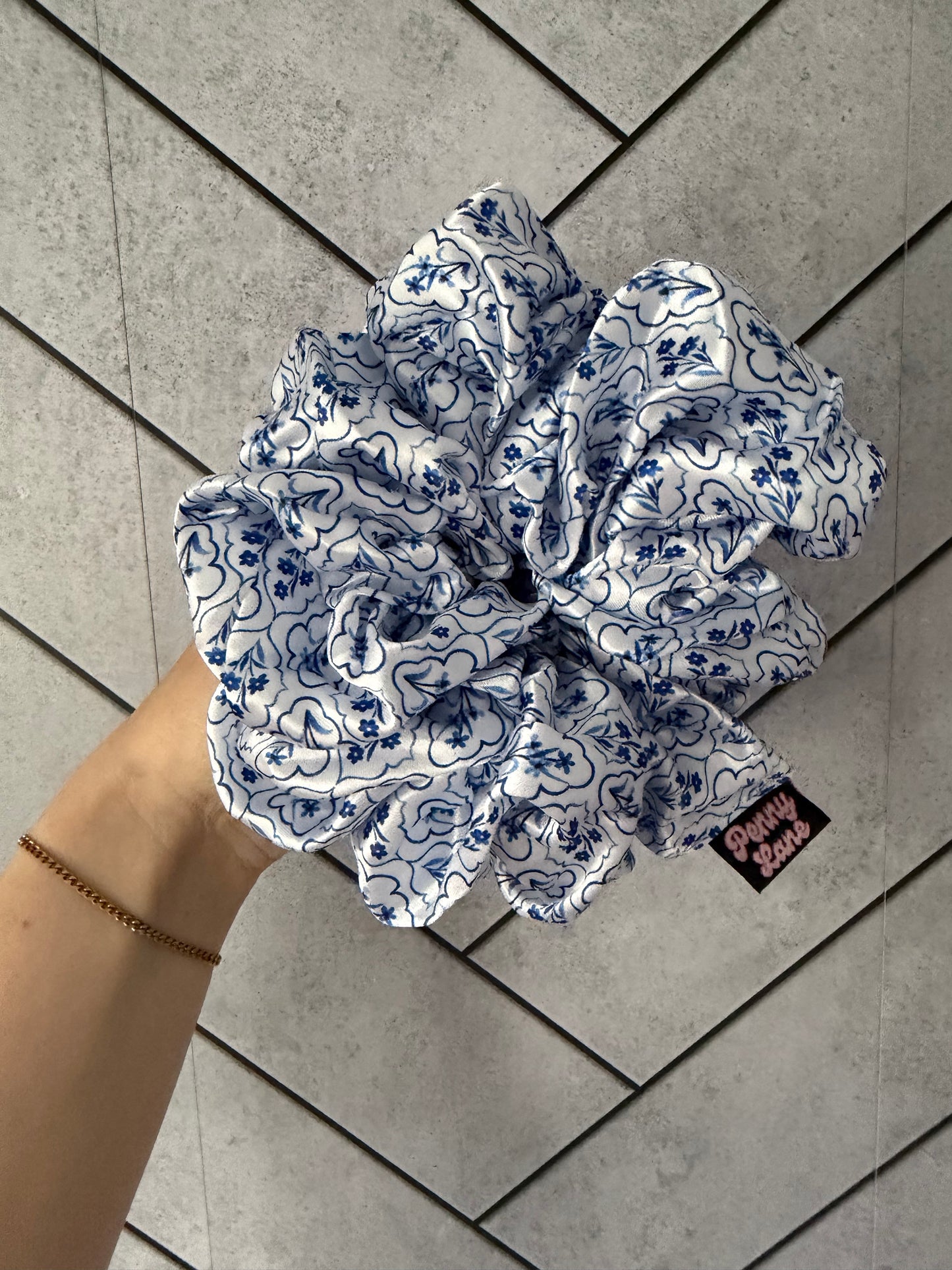 Santorini Floral XL Satin Hair Scrunchie