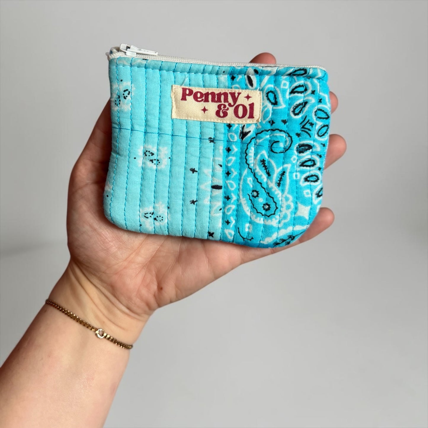 Blue Paisley Bandana Mini Zip Purse - Penny & Ol
