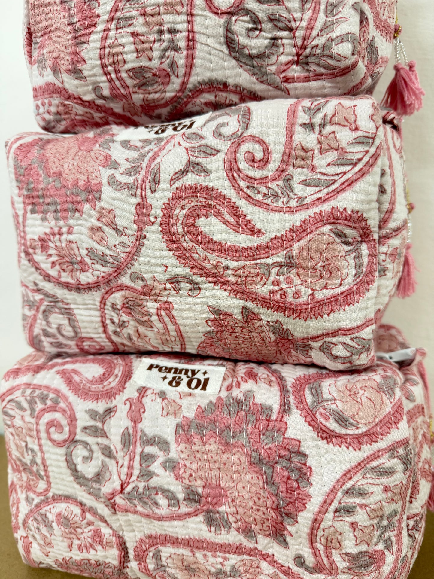 Pink & white paisley collection, tote bags. Cotton tote bags all sizes.