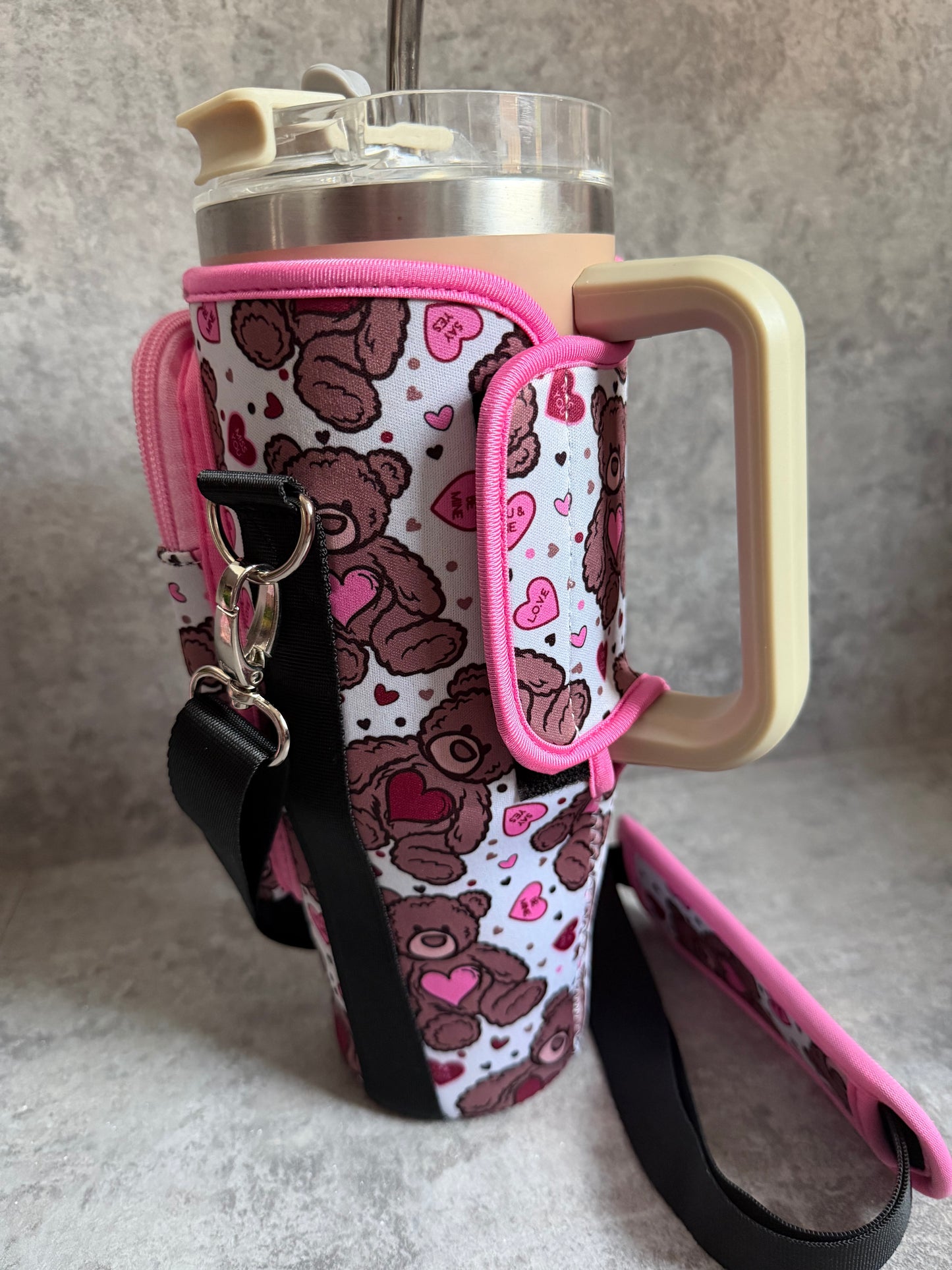 Tumbler cover & carry pouch. Neoprene case and strap for 40oz tumbler. TUMBLER NOT INCLUDED.