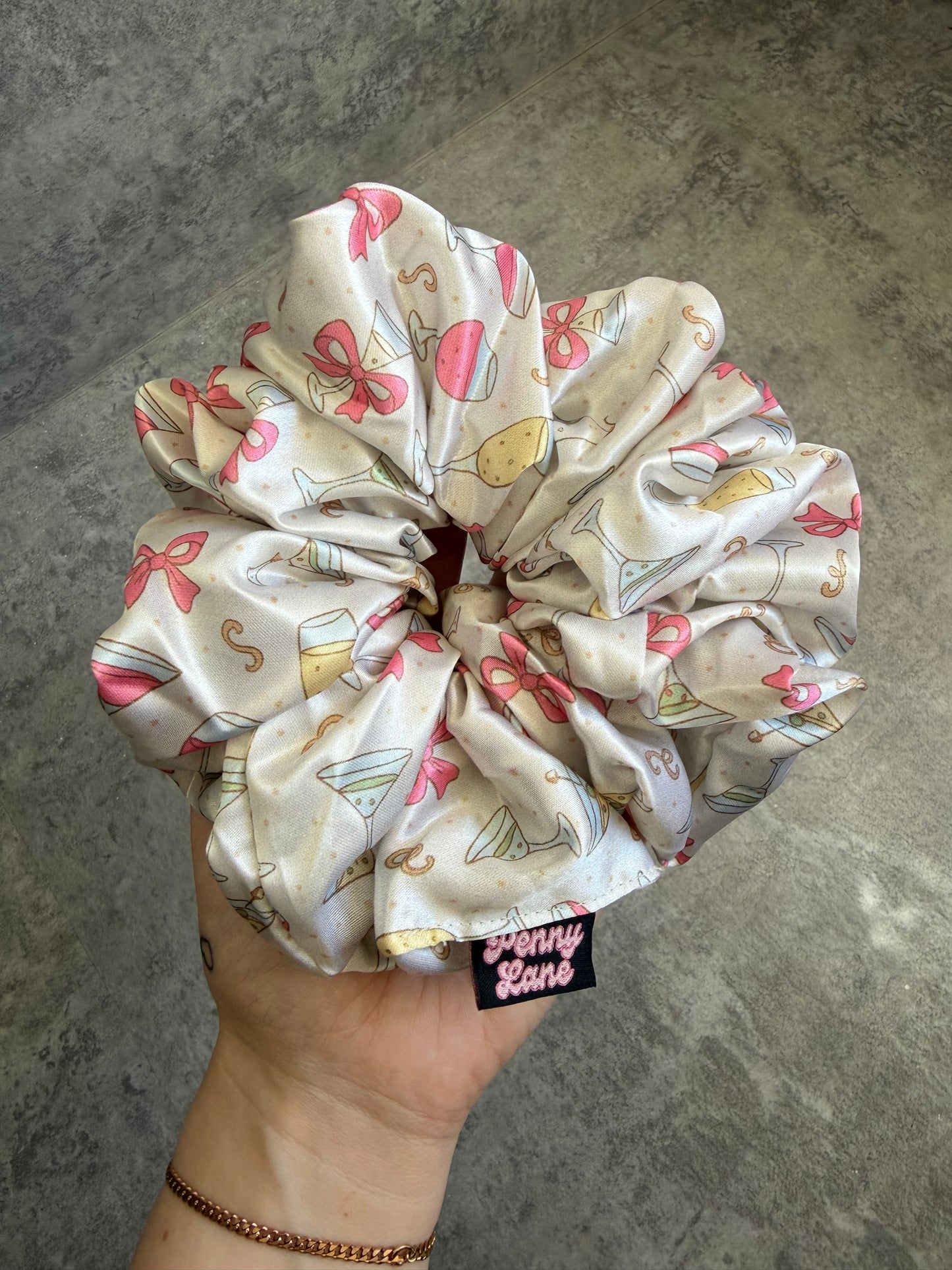 Prosecco Party XL Satin Hair Scrunchie