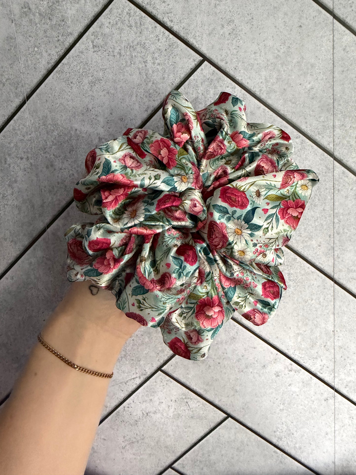 Blooming Spring XL Satin Hair Scrunchie