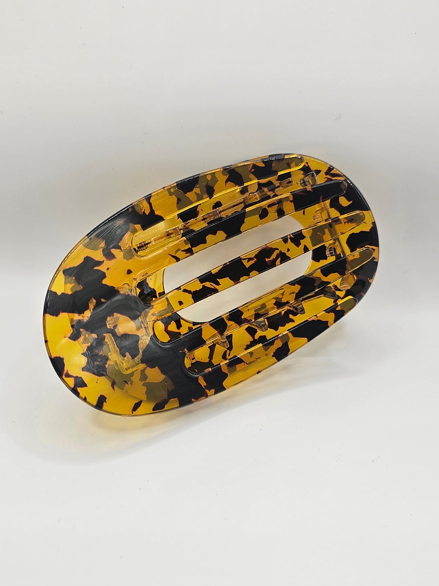 Flat Tortoise Shell Marble Claw Clip