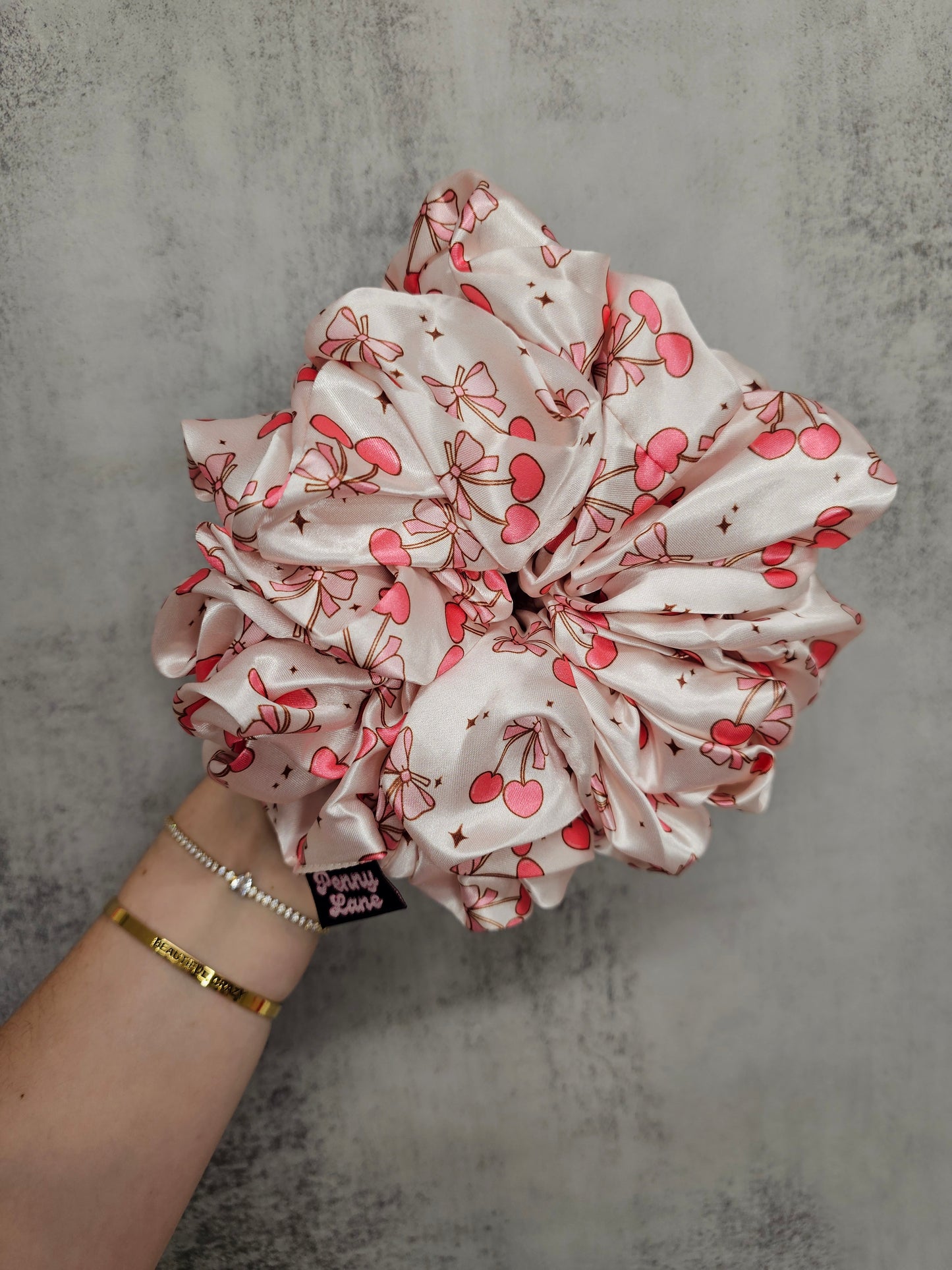 Cherry Bows JUMBO hair scrunchies.