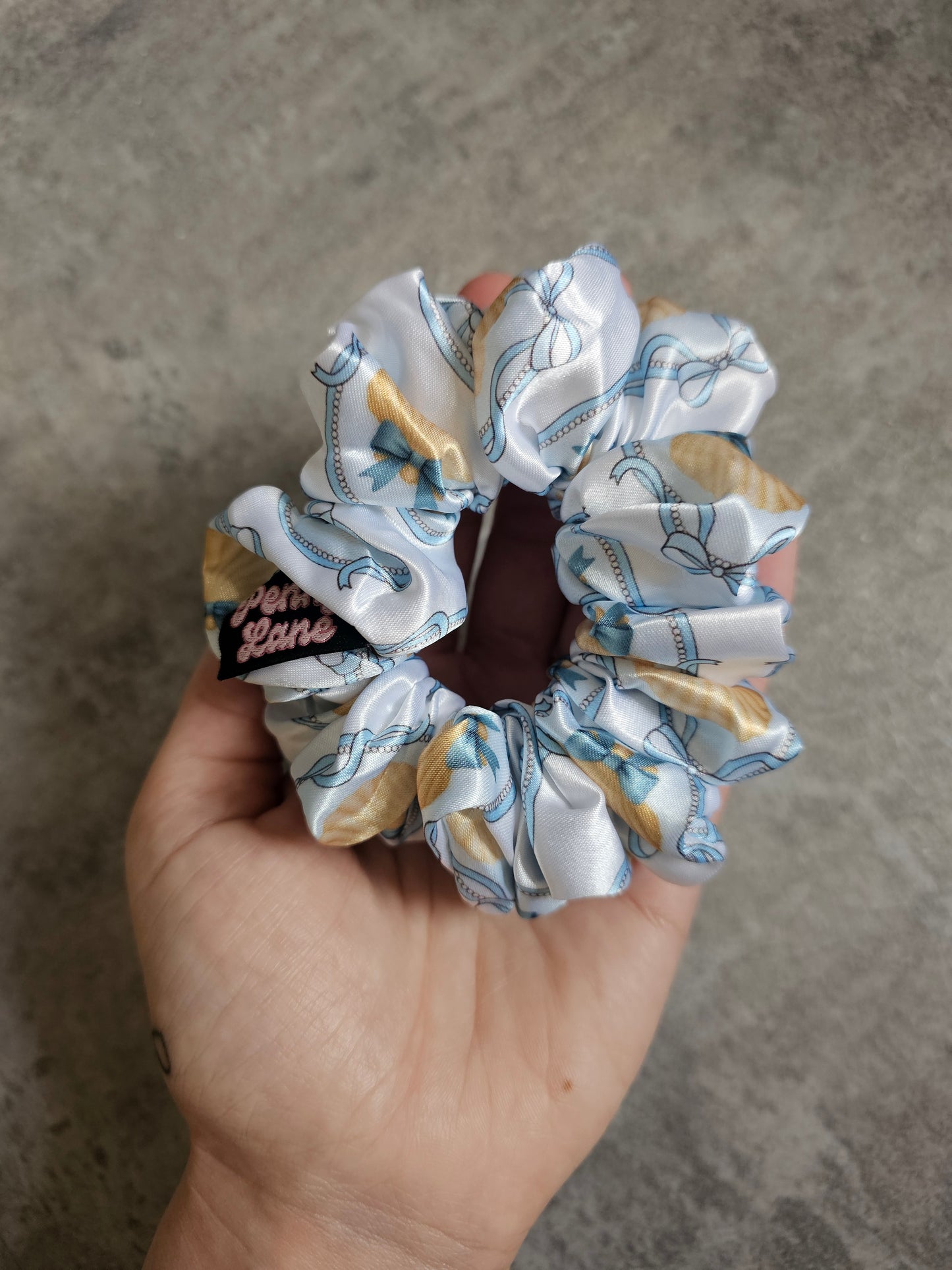 Blue Seashells MIDI Satin Hair Scrunchie