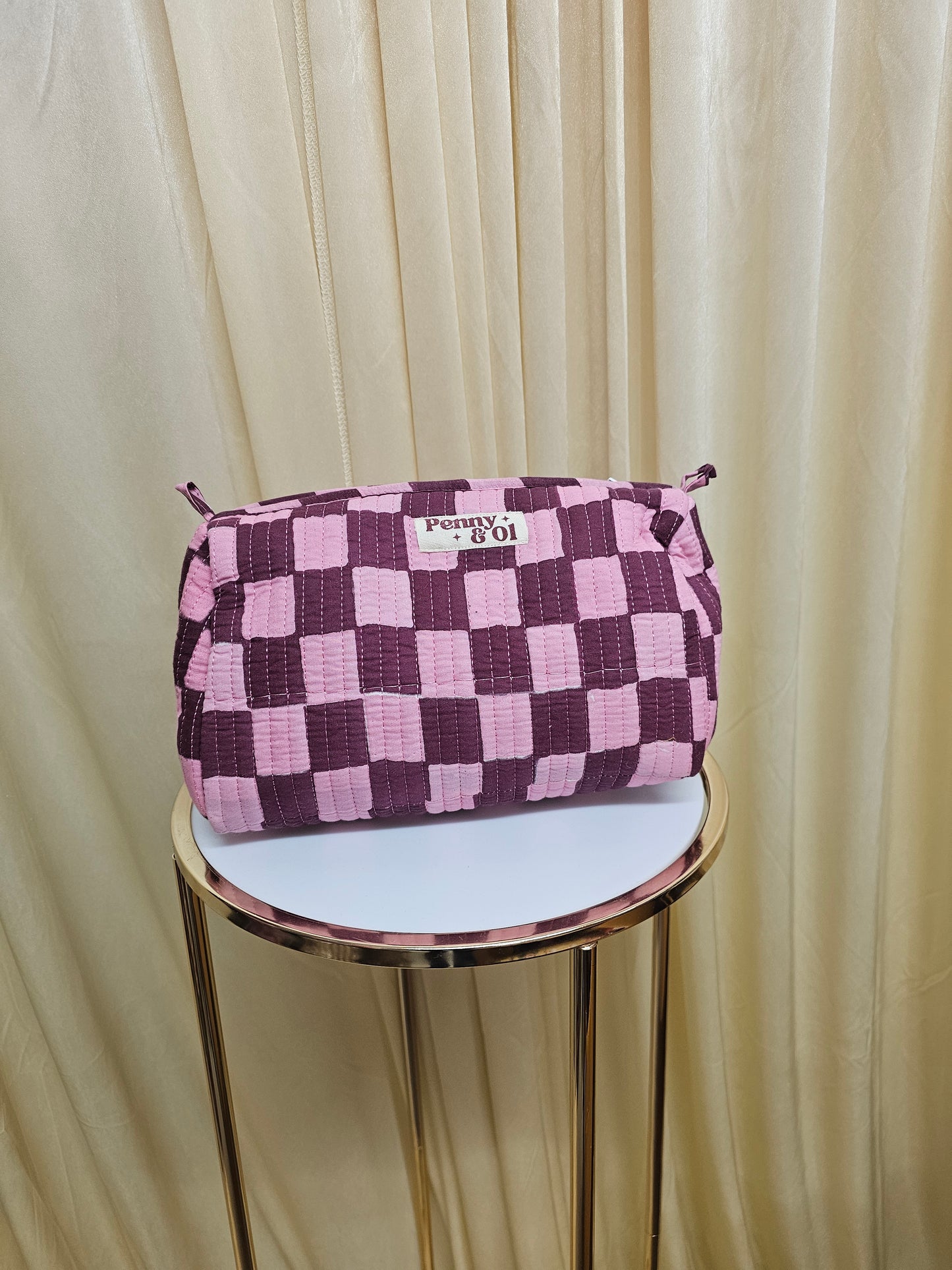 Checkerboard Waterproof Travel Zip Pouch - Penny & Ol