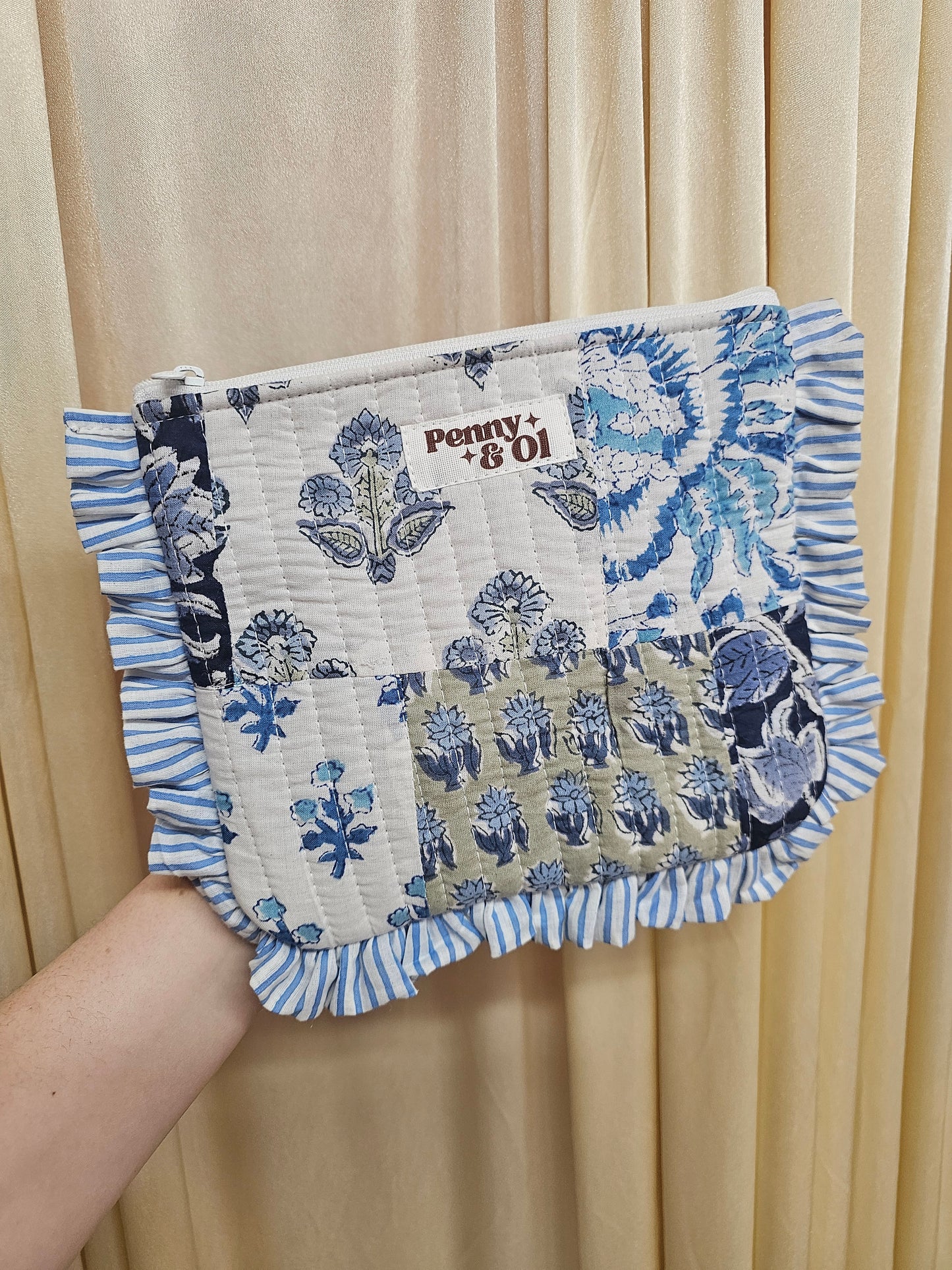 Blue Patchwork Collection tote bags. Cotton tote bags all sizes.