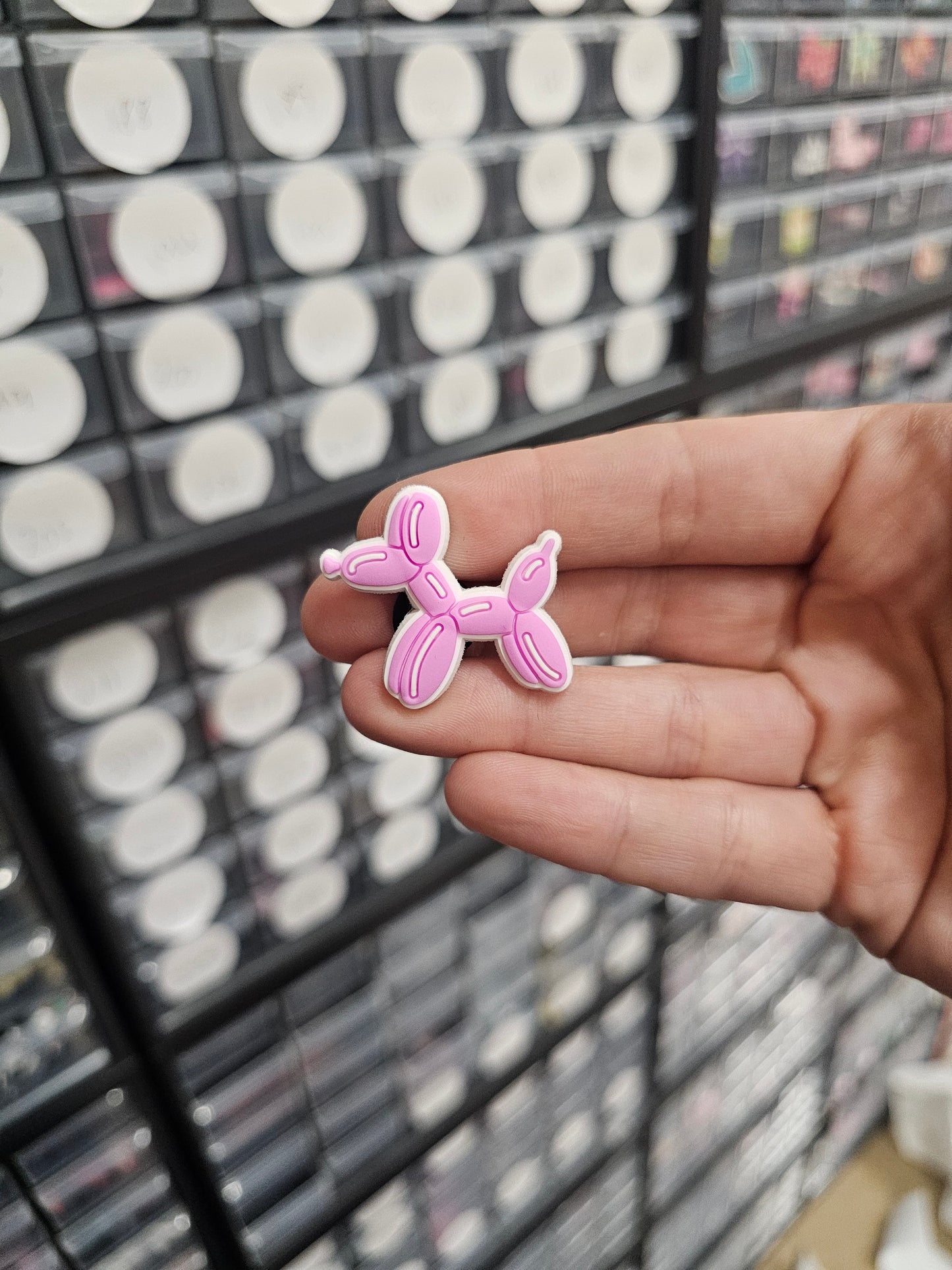 Pink balloon dog shoe charm