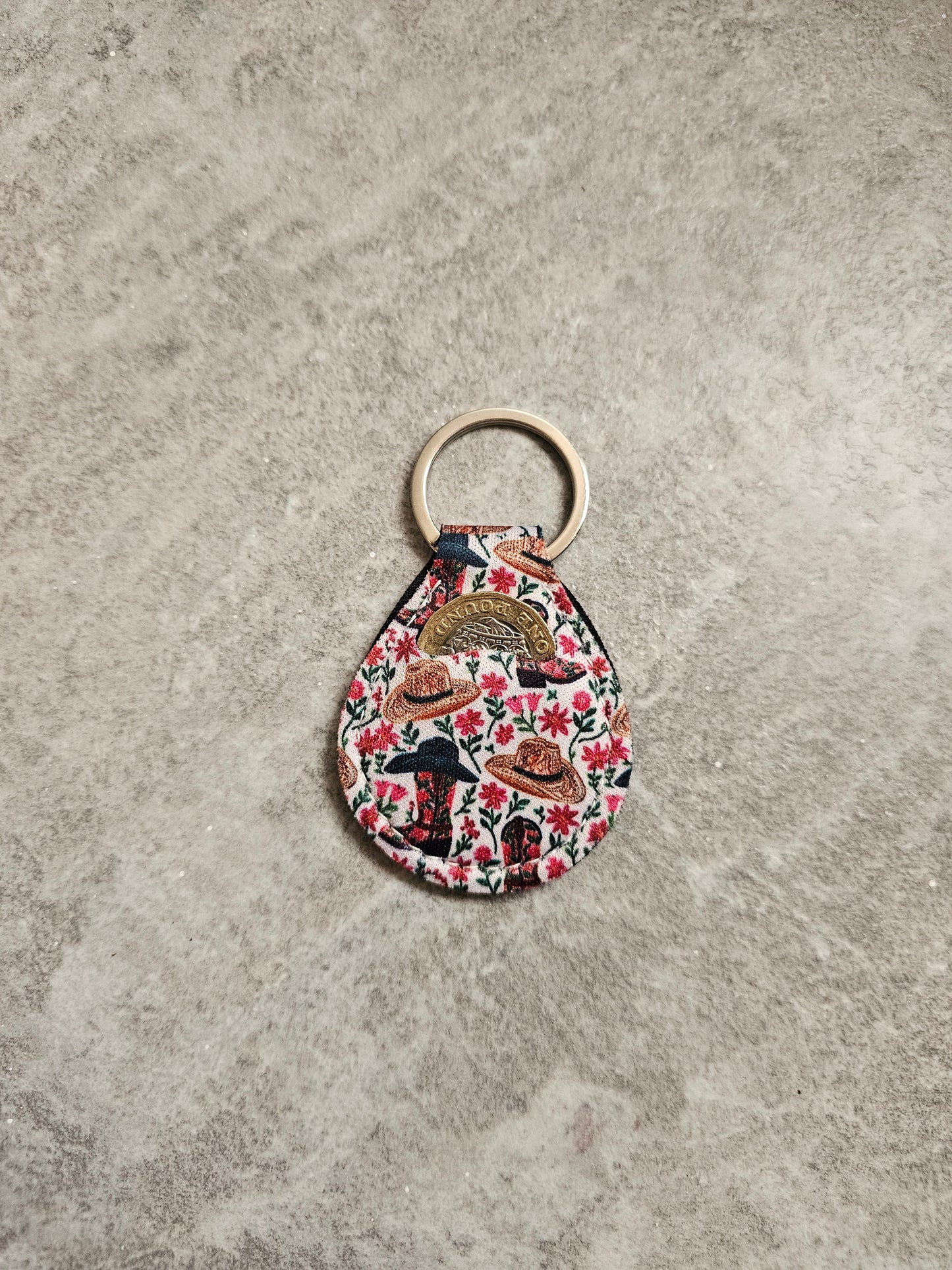 Trolley Coin Holder Keyring - Neoprene holder for £1 coin. Coin NOT included.