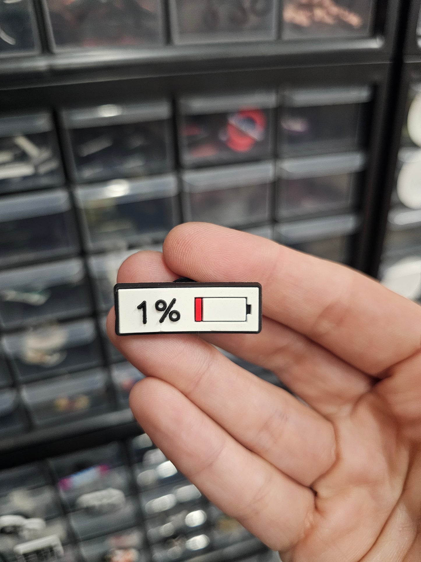 1% battery shoe charm