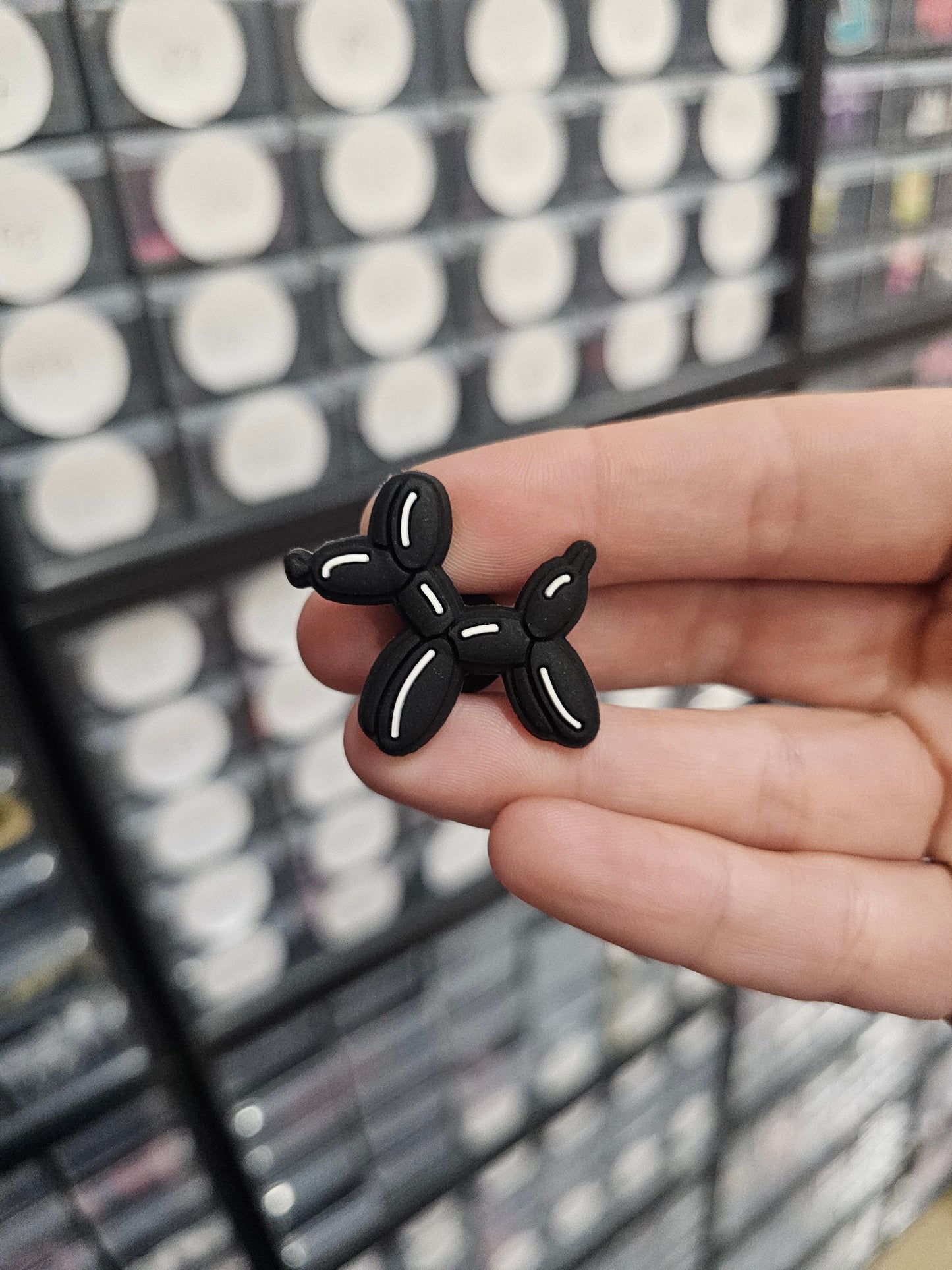 Black balloon dog shoe charm