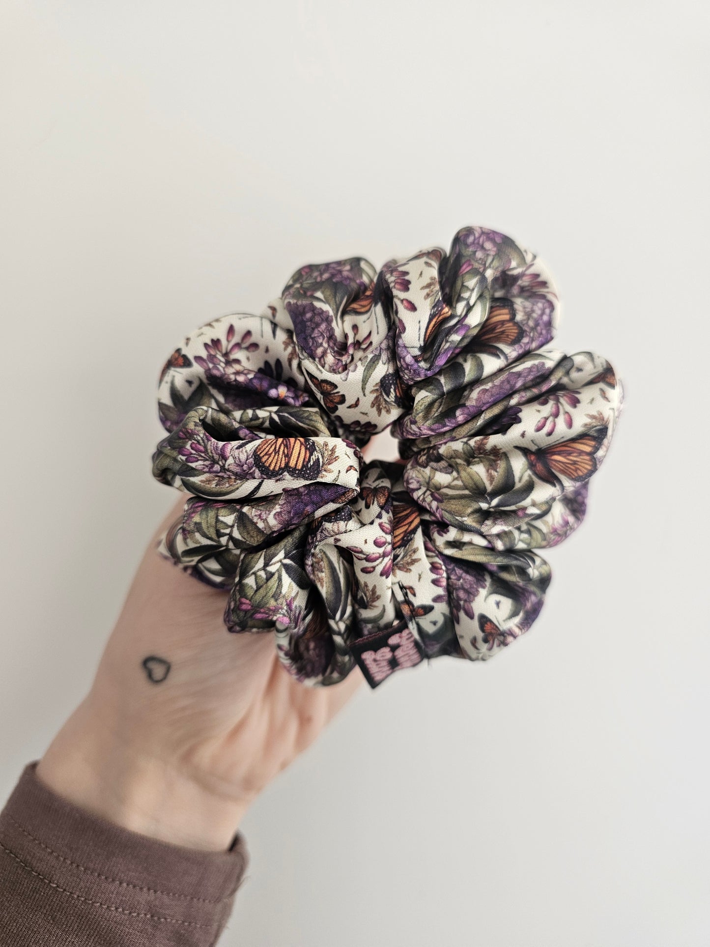 Lavender Butterflies Luxury Satin MIDI Hair Scrunchie