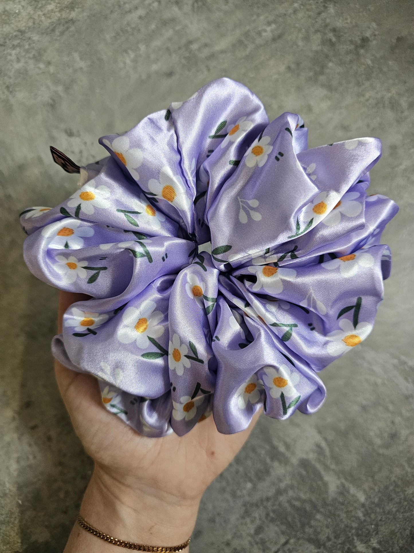 Lilac Dasies XL Satin Hair Scrunchie