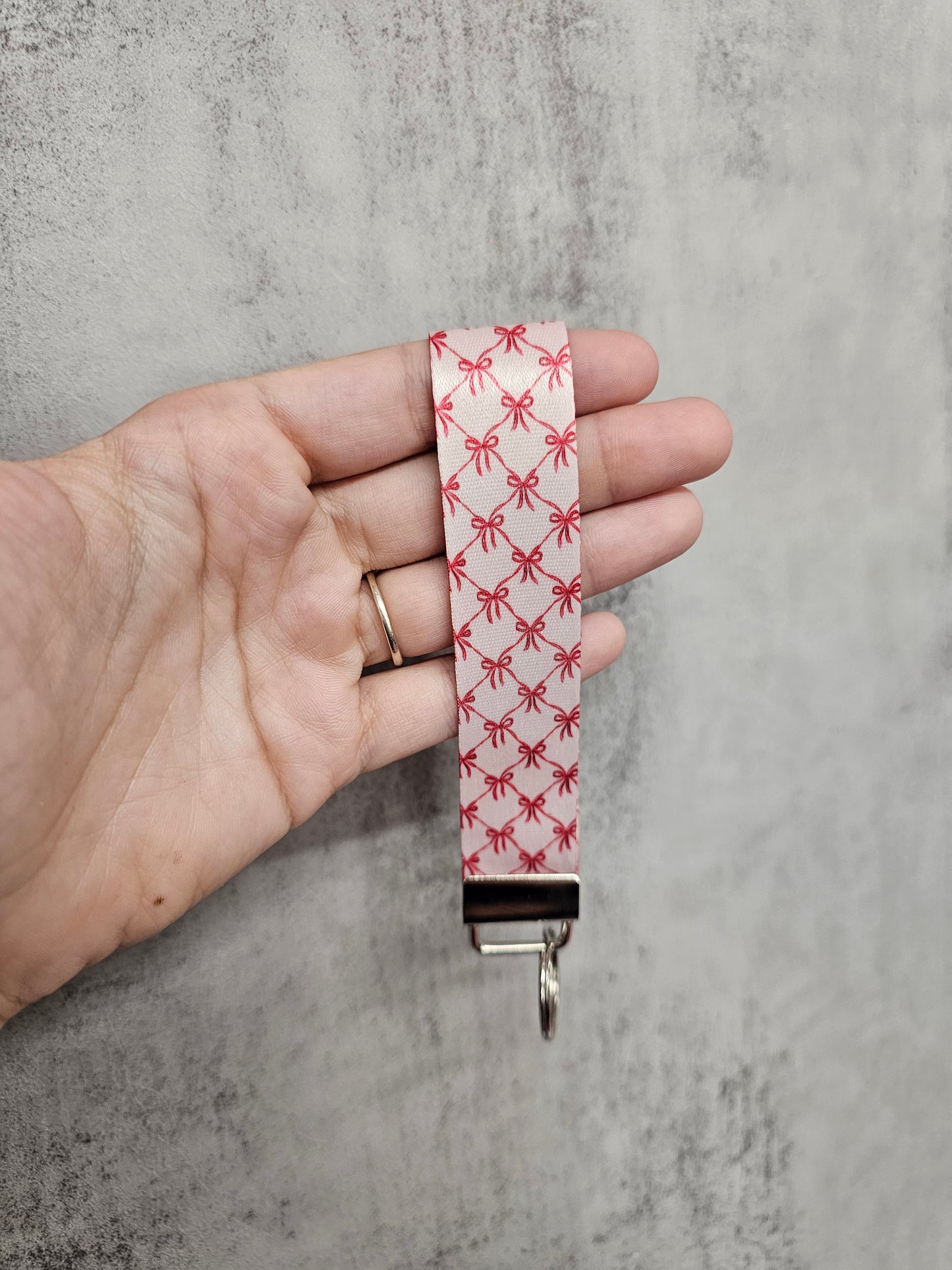 Pink Bows Wristlet Keyring