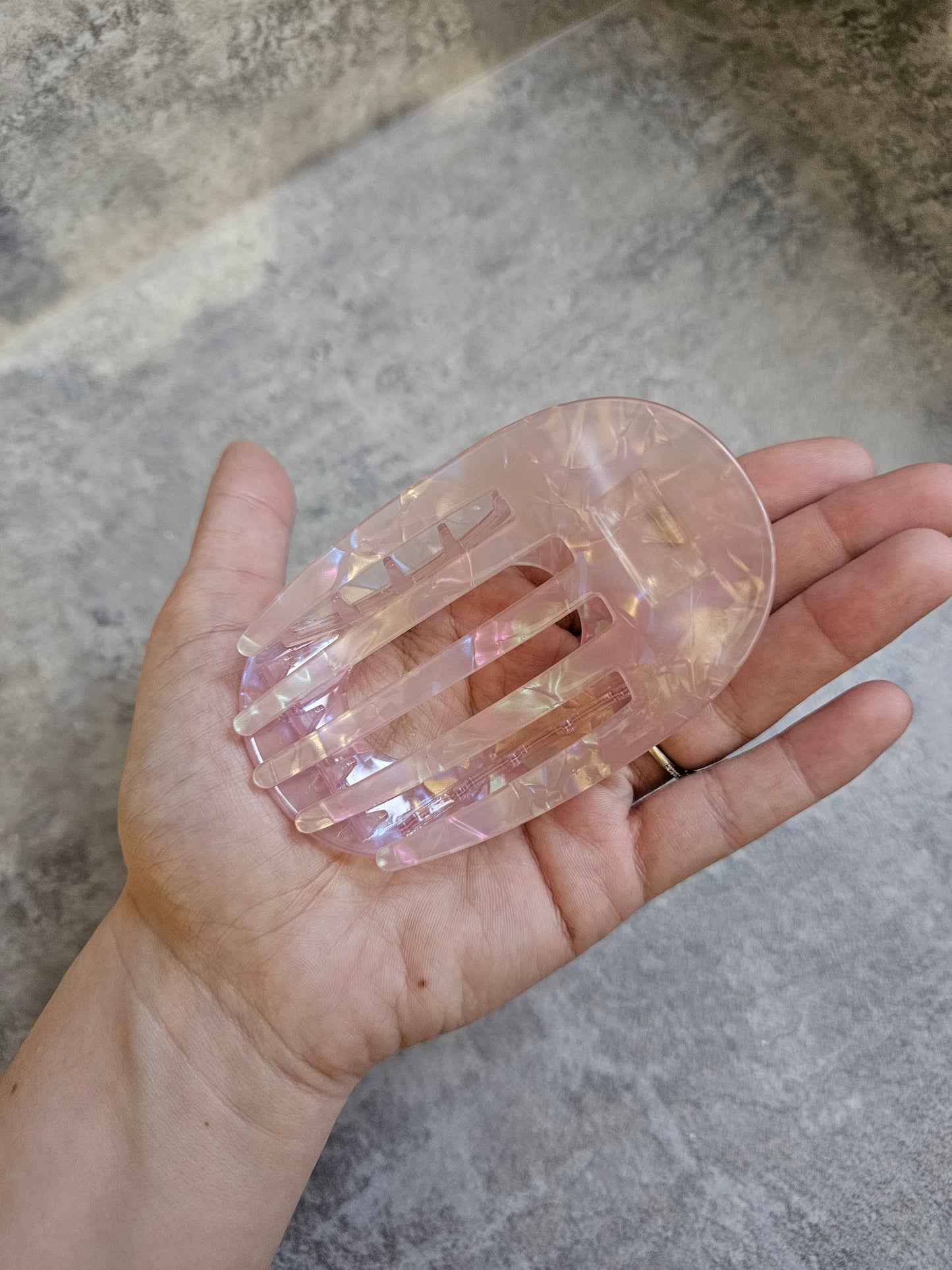 Flat Baby Pink Marble Claw Clip