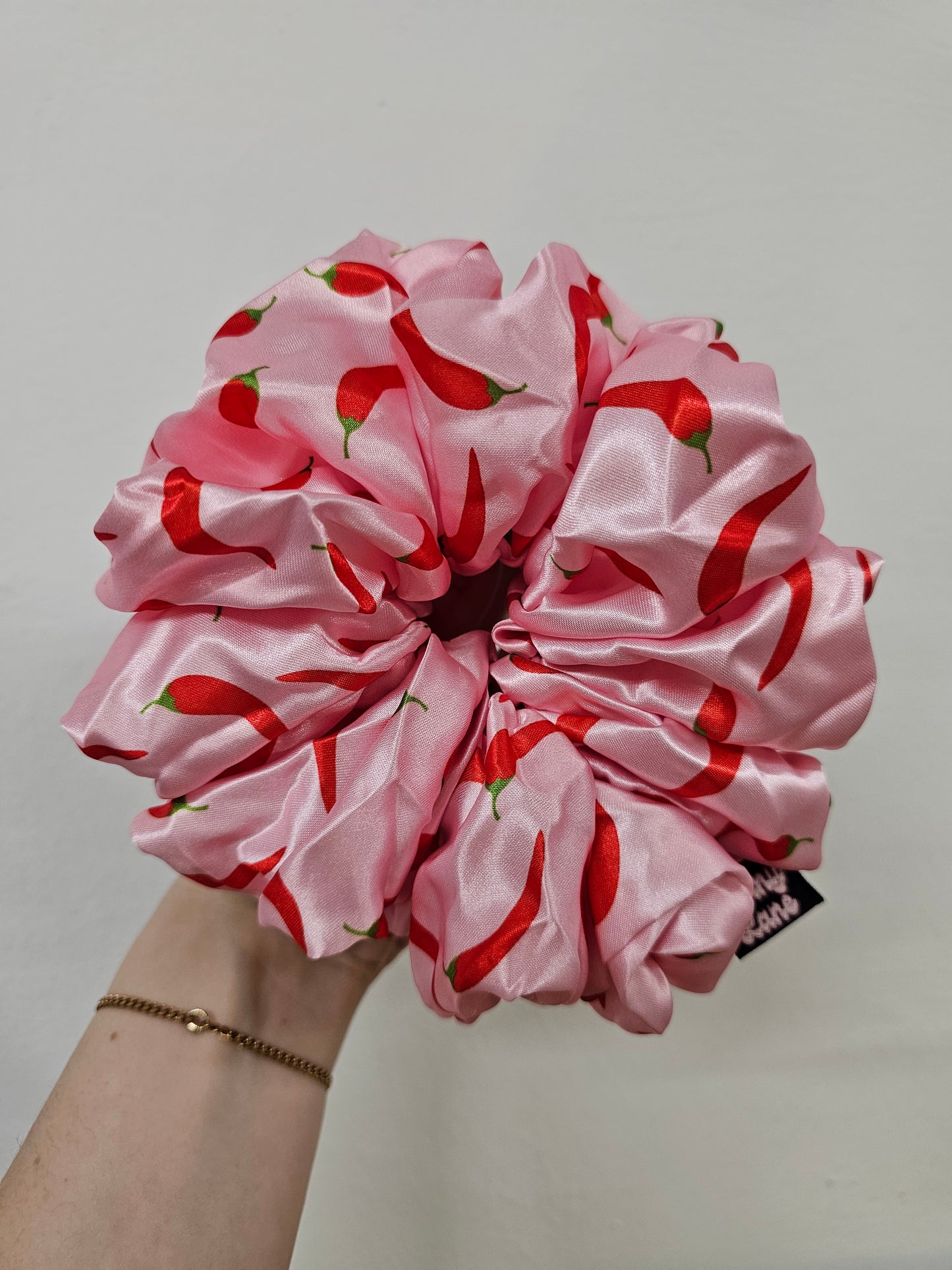 Pink Chillis XL Satin Hair Scrunchie