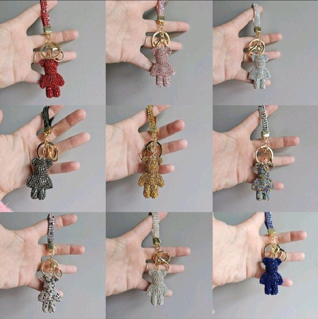 Rhinestone Teddy keyring