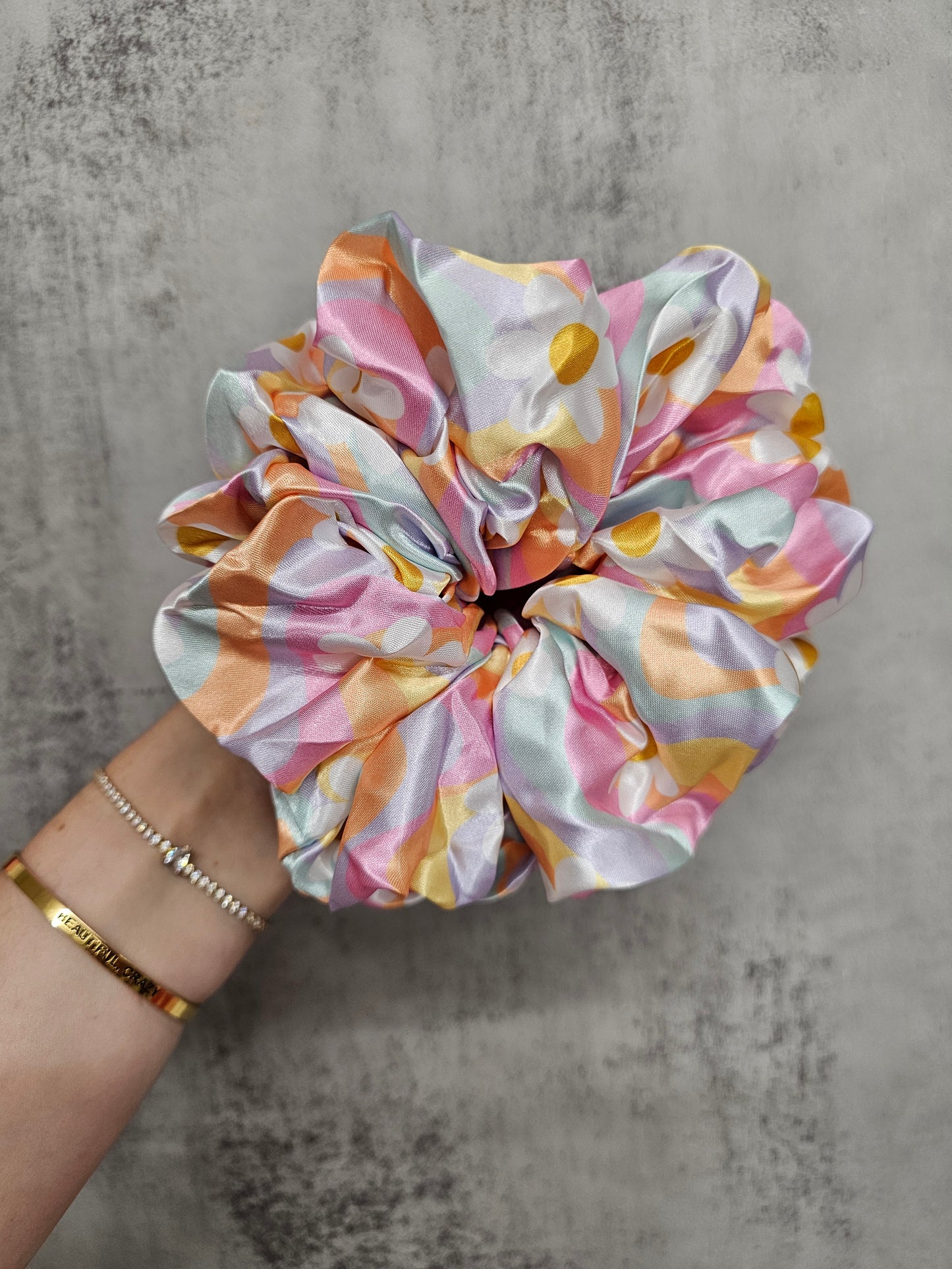 Flower Power XL Satin Hair Scrunchie