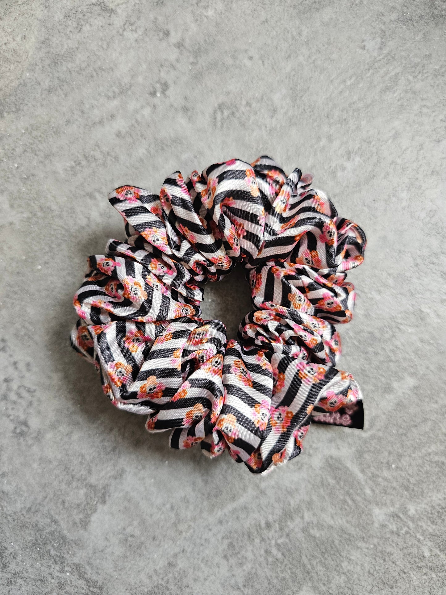 Pinstripe Skulls Midi Satin Hair Scrunchie