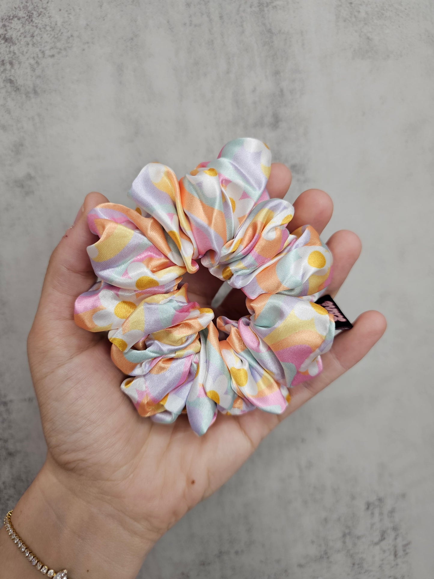 Flower Power Midi Satin Hair Scrunchie